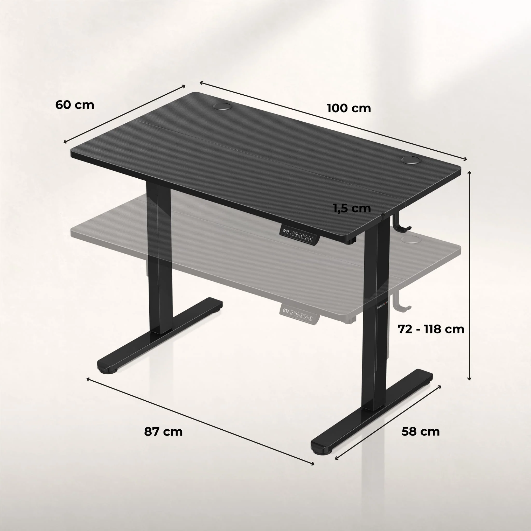 Huzaro Hero 7.9 Schwarzer elektrischer Schreibtisch - Image 9