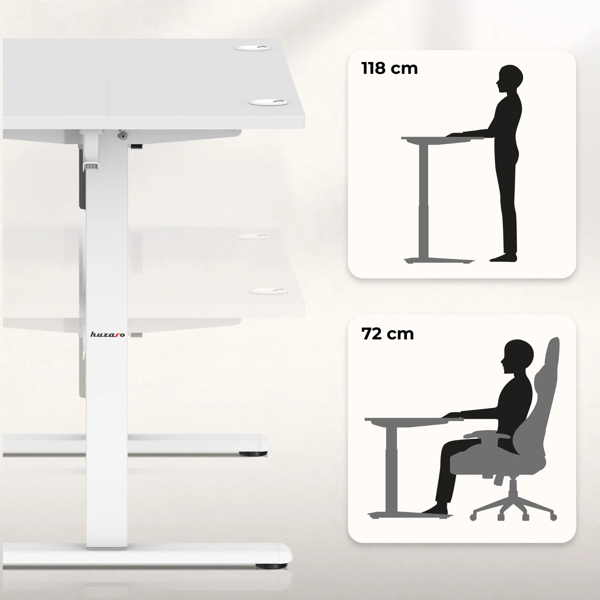 Huzaro Hero 7.9 Weiß Elektrischer Schreibtisch 100 cm x 60 cm - Image 3