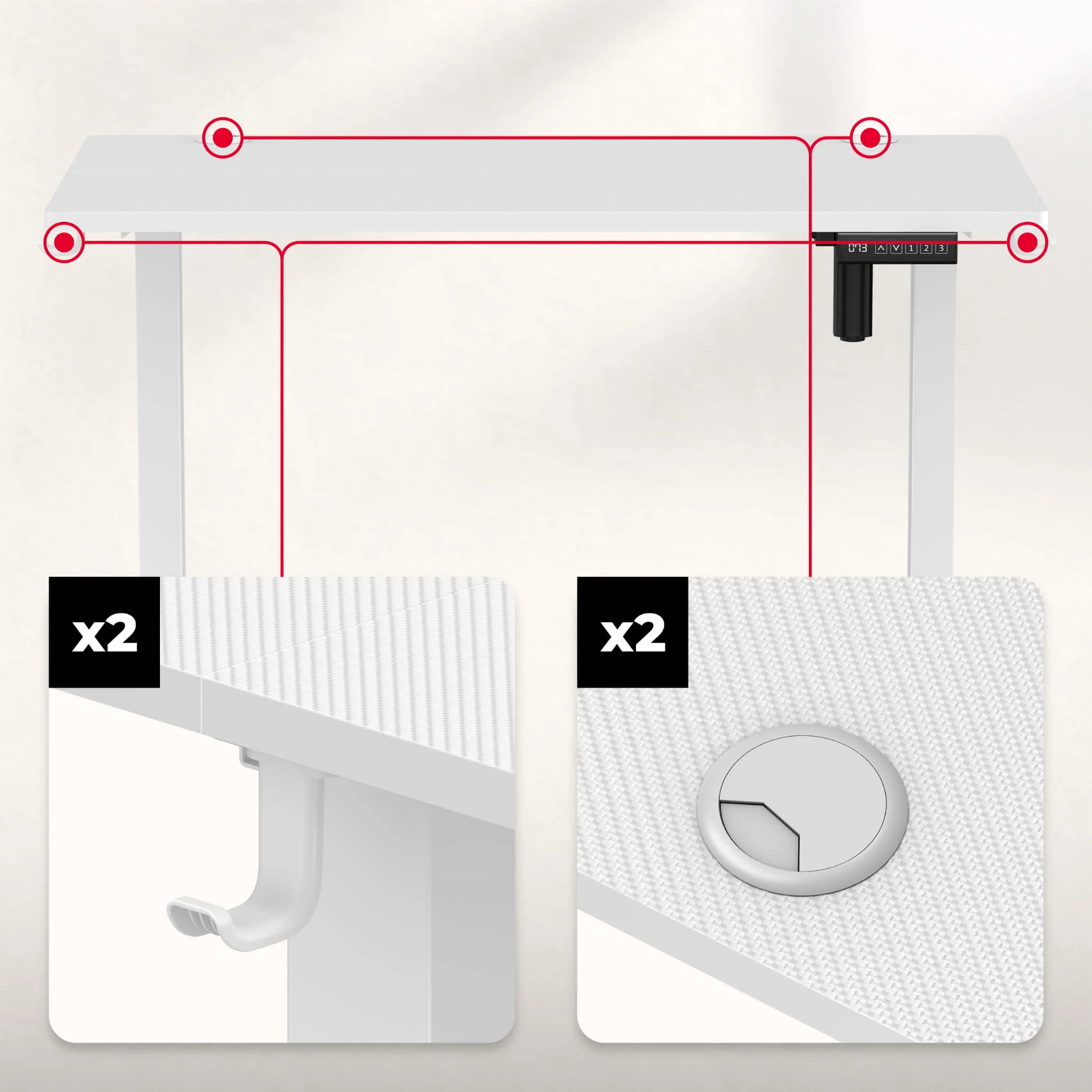 Huzaro Hero 7.9 Weiß Elektrischer Schreibtisch 100 cm x 60 cm - Image 6