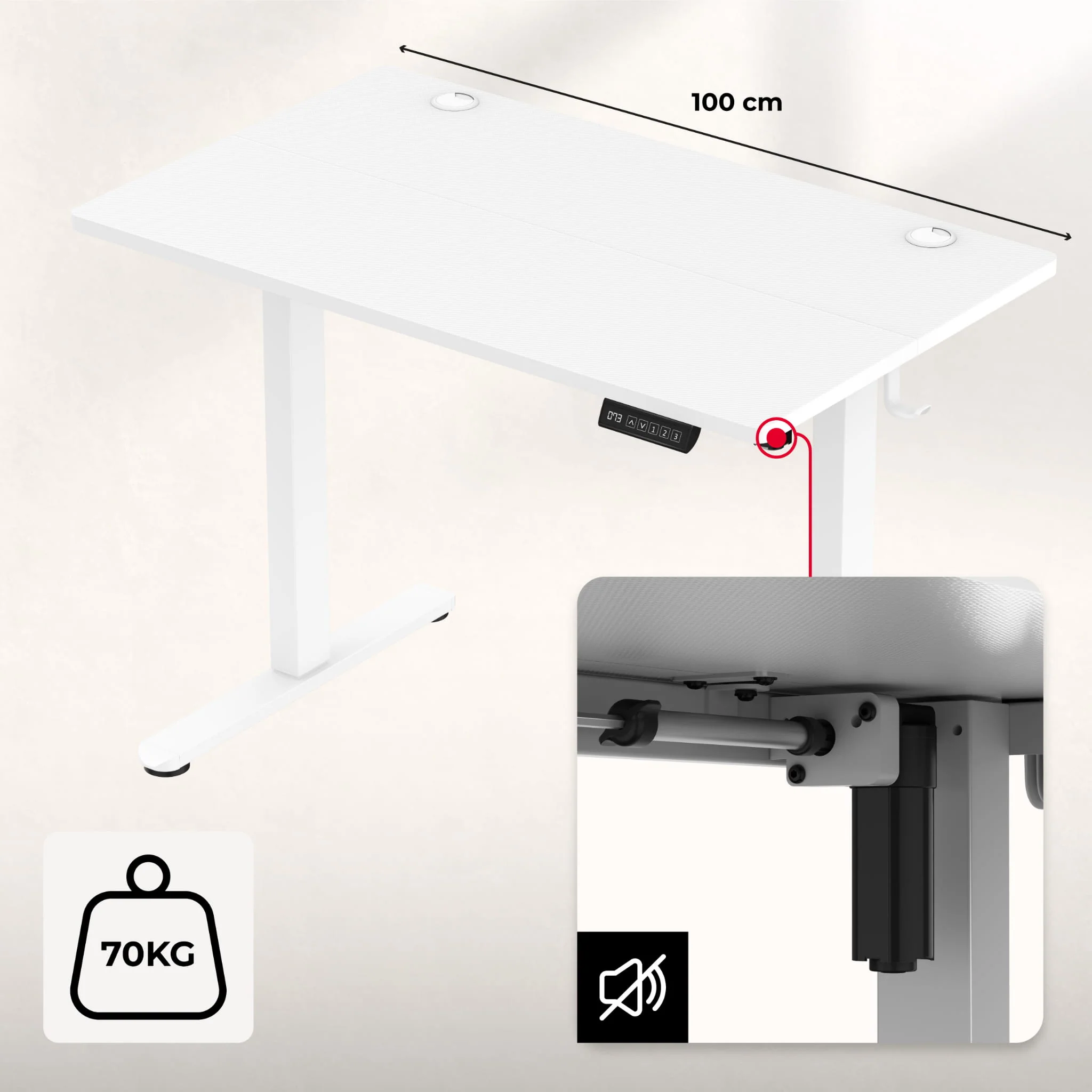 Huzaro Hero 7.9 Weiß Elektrischer Schreibtisch 100 cm x 60 cm - Image 7