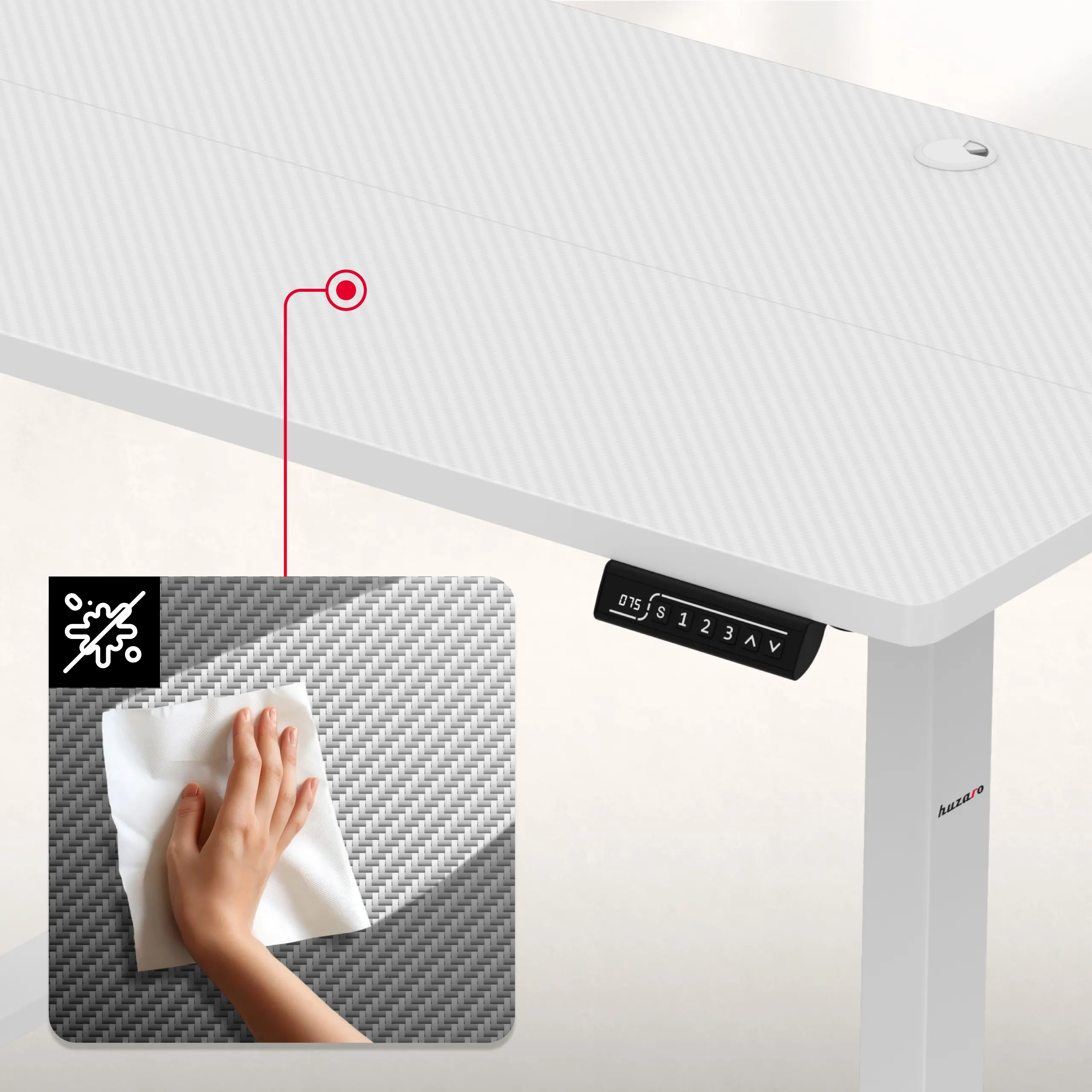 Huzaro Hero 8.1 Höhenverstellbarer Schreibtisch Weiß - Image 11