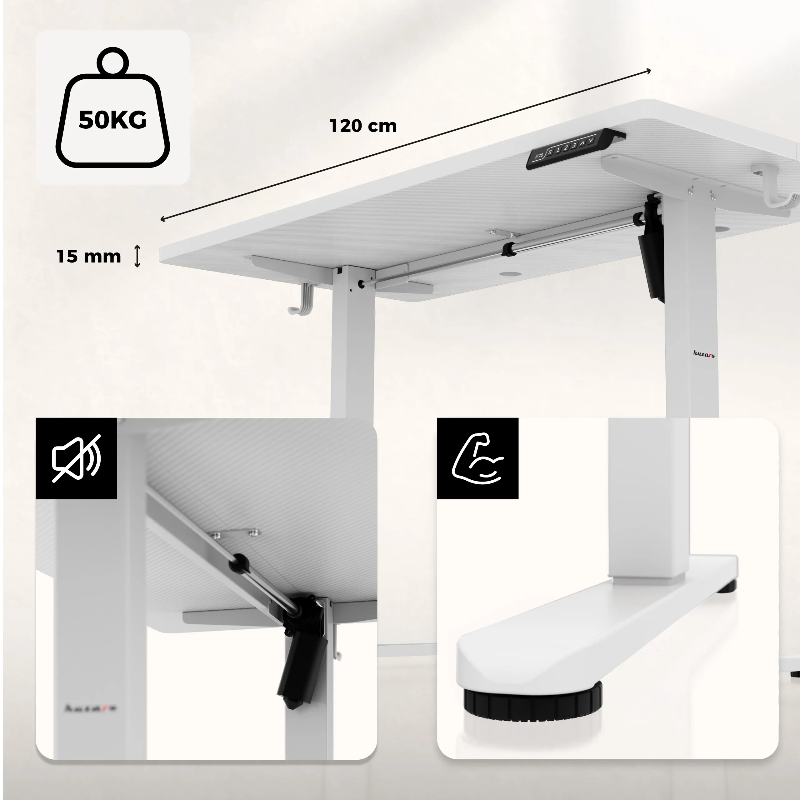 Huzaro Hero 8.1 Höhenverstellbarer Schreibtisch Weiß - Image 12