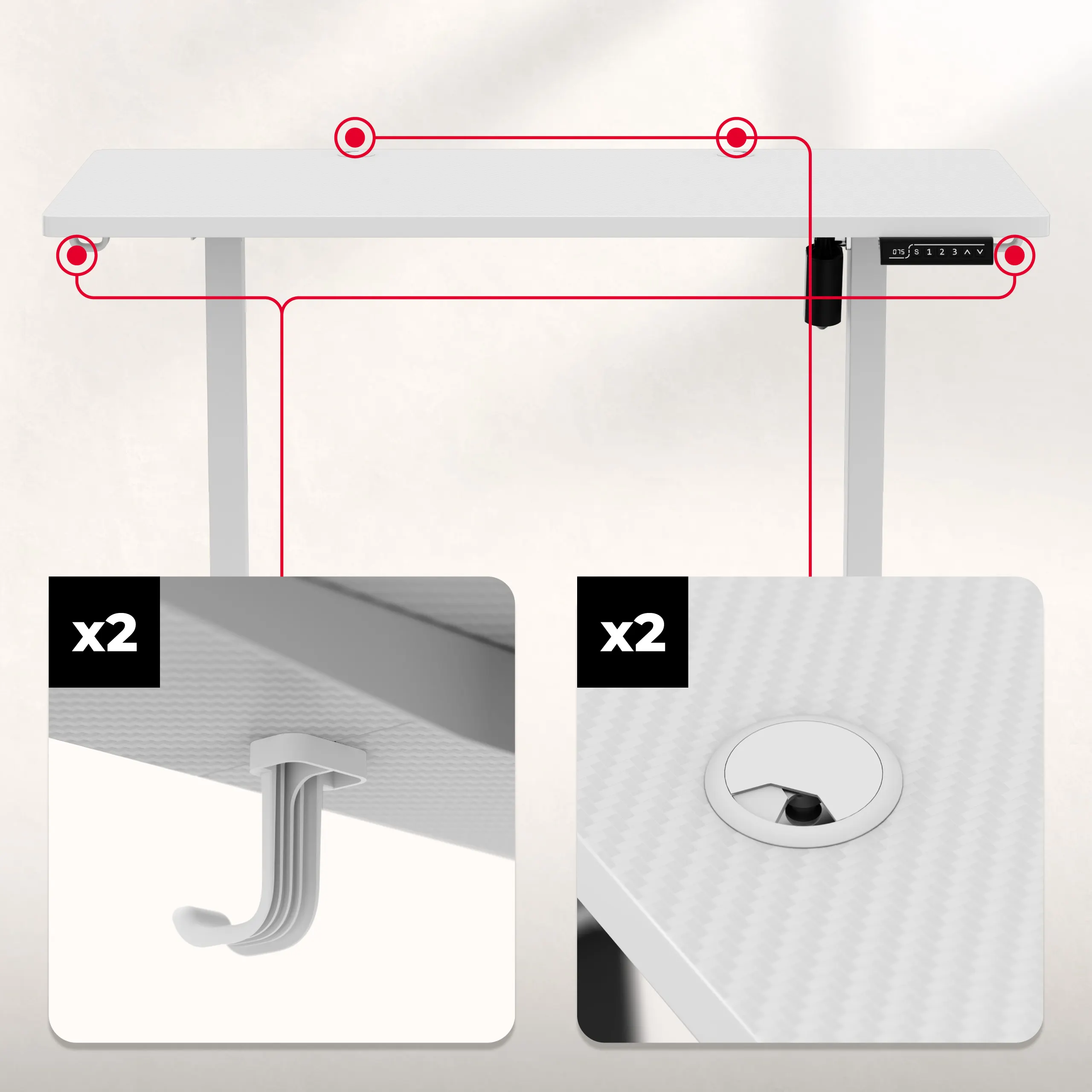 Huzaro Hero 8.1 Höhenverstellbarer Schreibtisch Weiß - Image 13