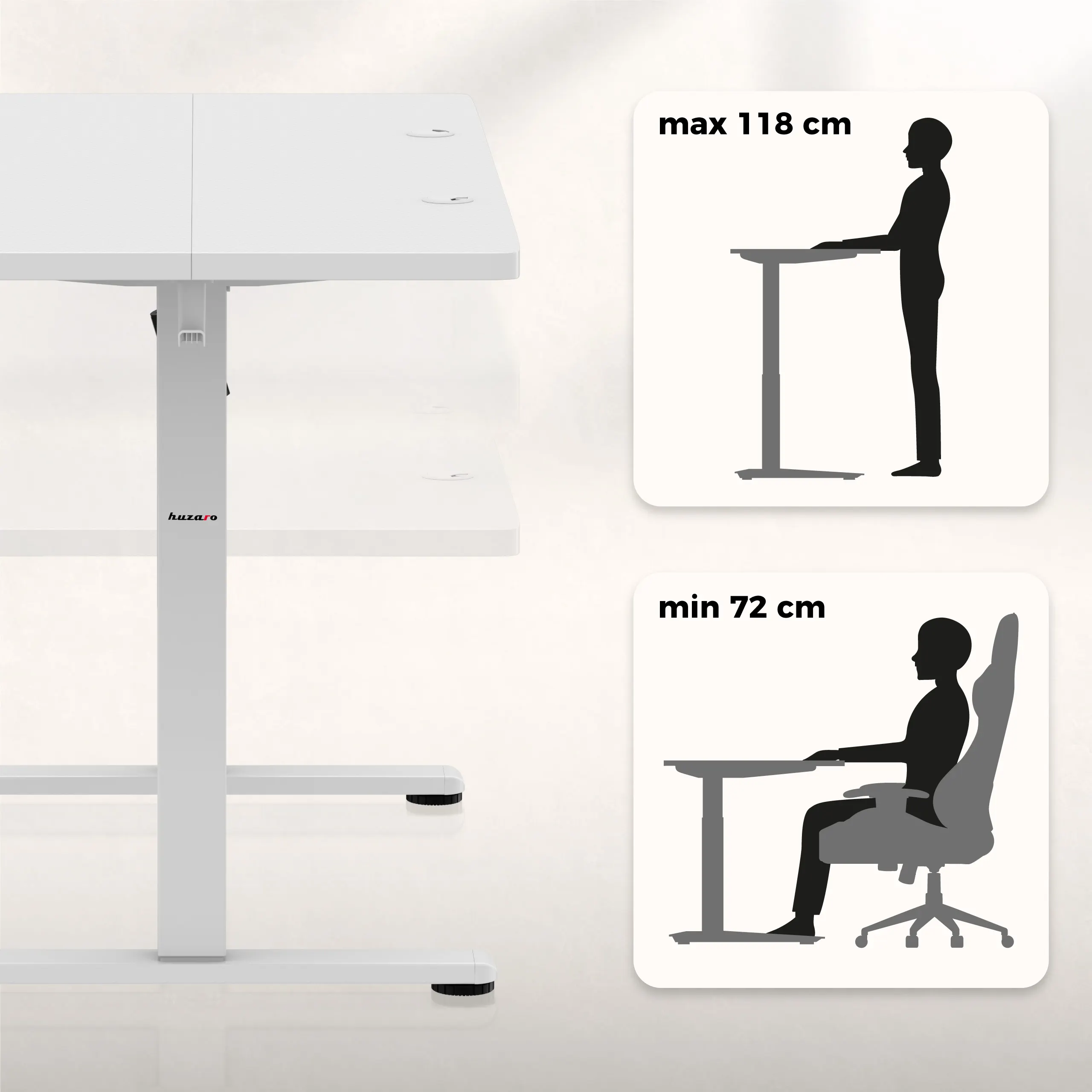 Huzaro Hero 8.1 Höhenverstellbarer Schreibtisch Weiß - Image 15