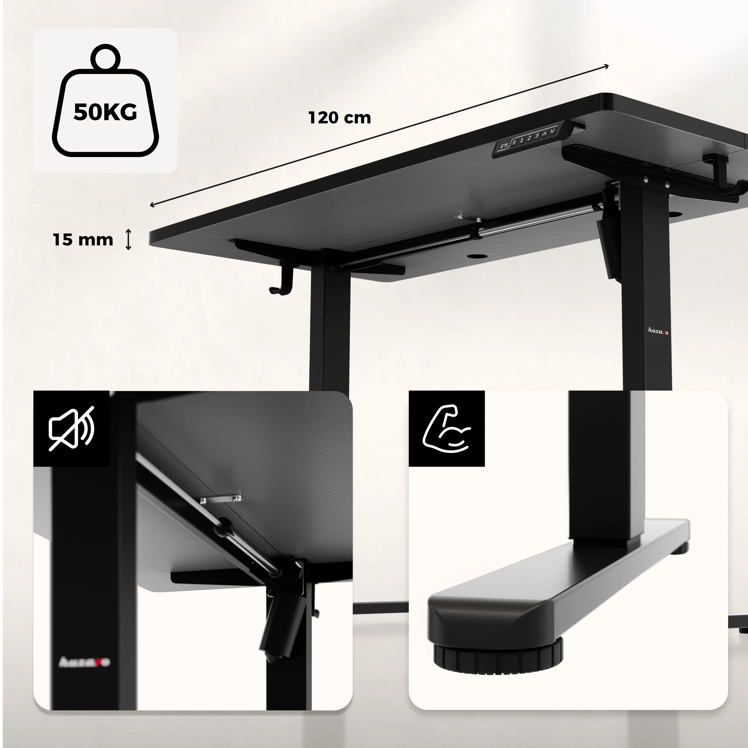 Huzaro Hero 8.1 Höhenverstellbarer Schreibtisch Schwarz - Image 12