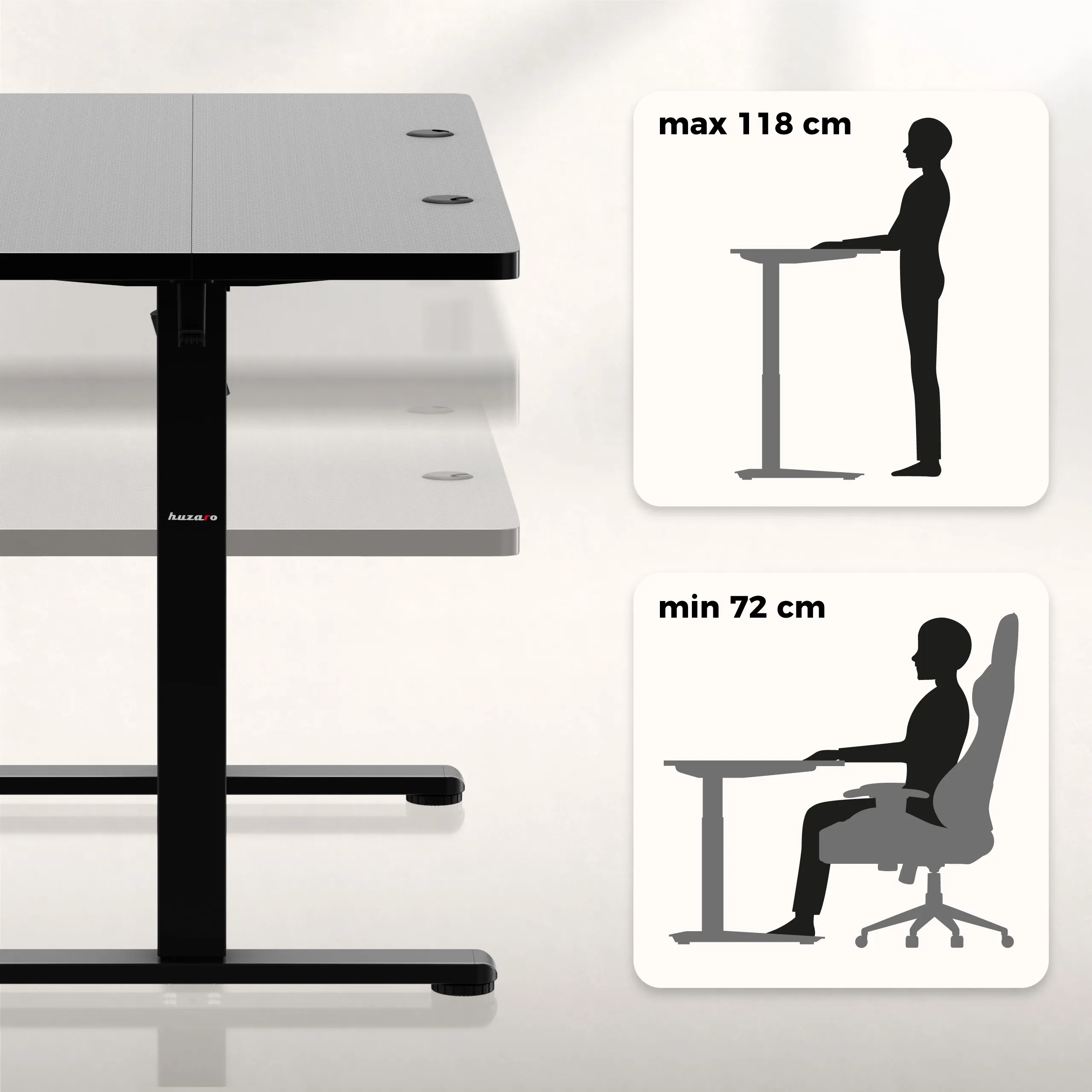 Huzaro Hero 8.1 Höhenverstellbarer Schreibtisch Schwarz - Image 15
