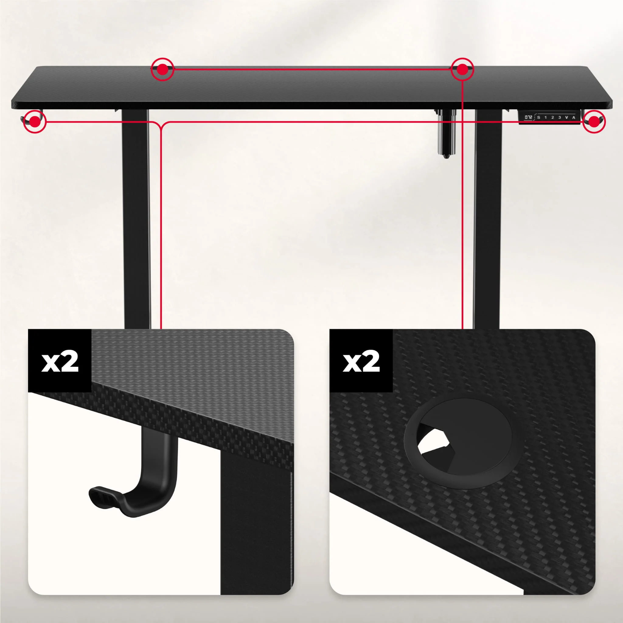 Huzaro Hero 8.2 Schwarz Elektrischer Schreibtisch - Image 5