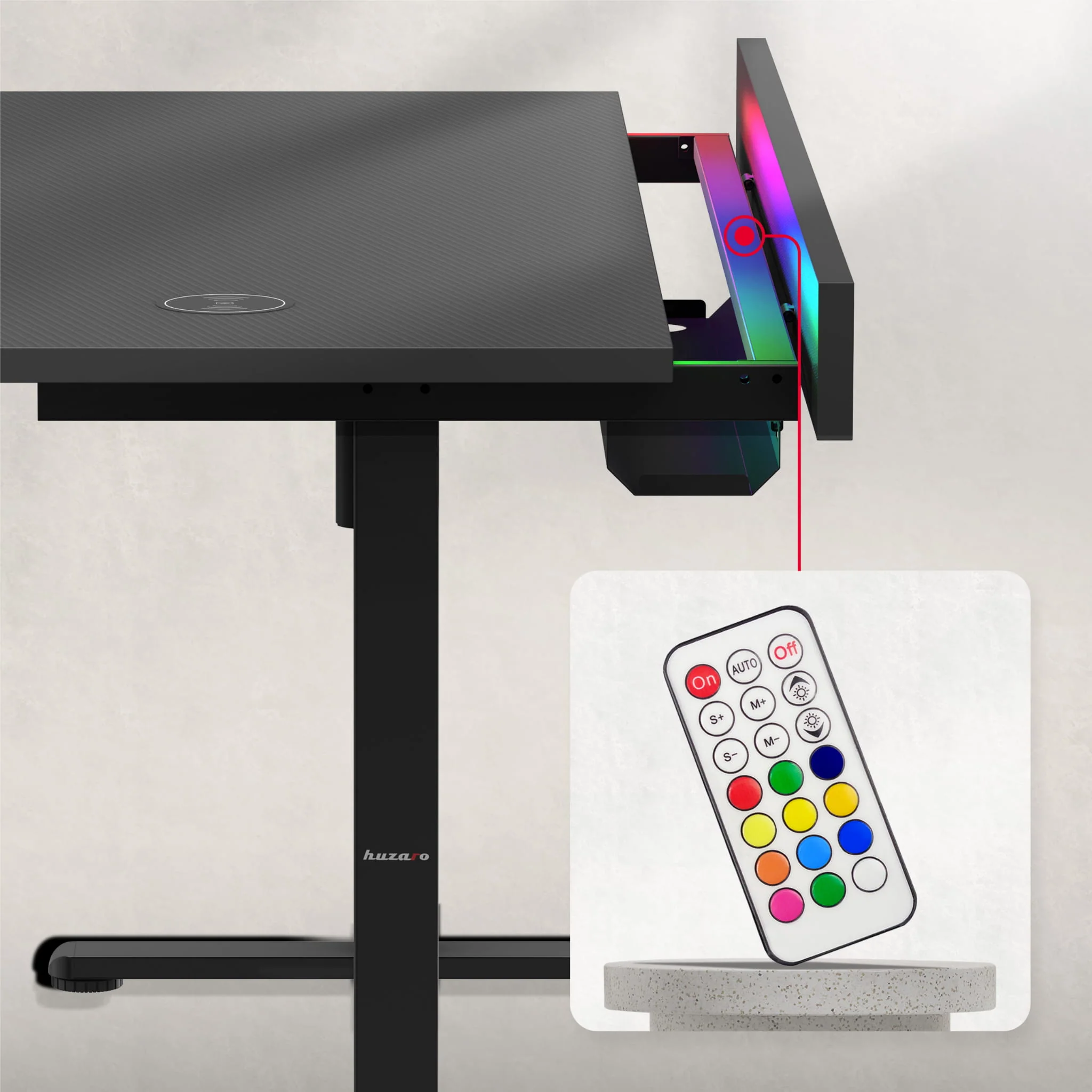 Huzaro Hero 8.7 RGB LED Schwarz elektrischer Schreibtisch - Image 3
