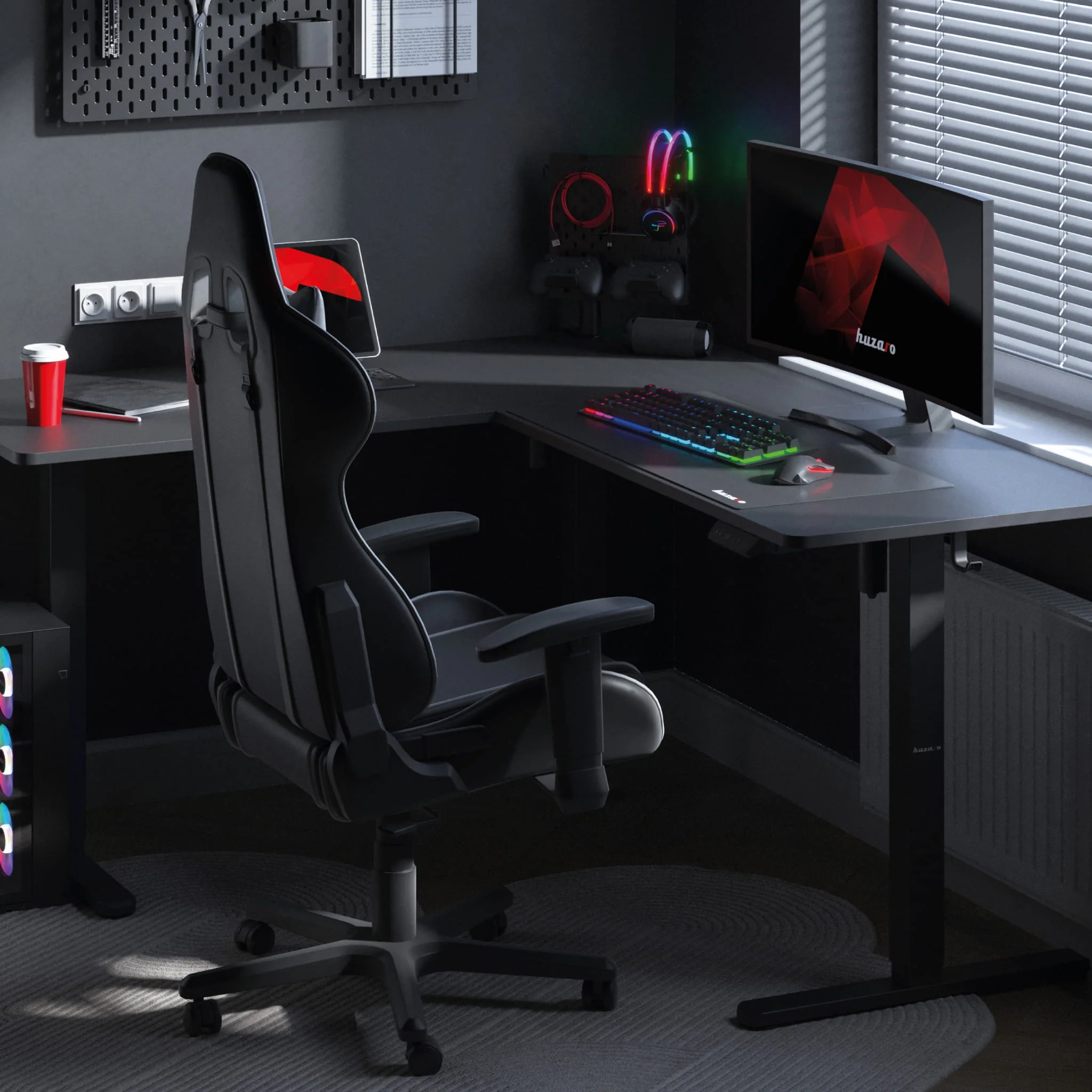 Huzaro Hero 9.5 elektrischer Eckschreibtisch schwarz - Image 3