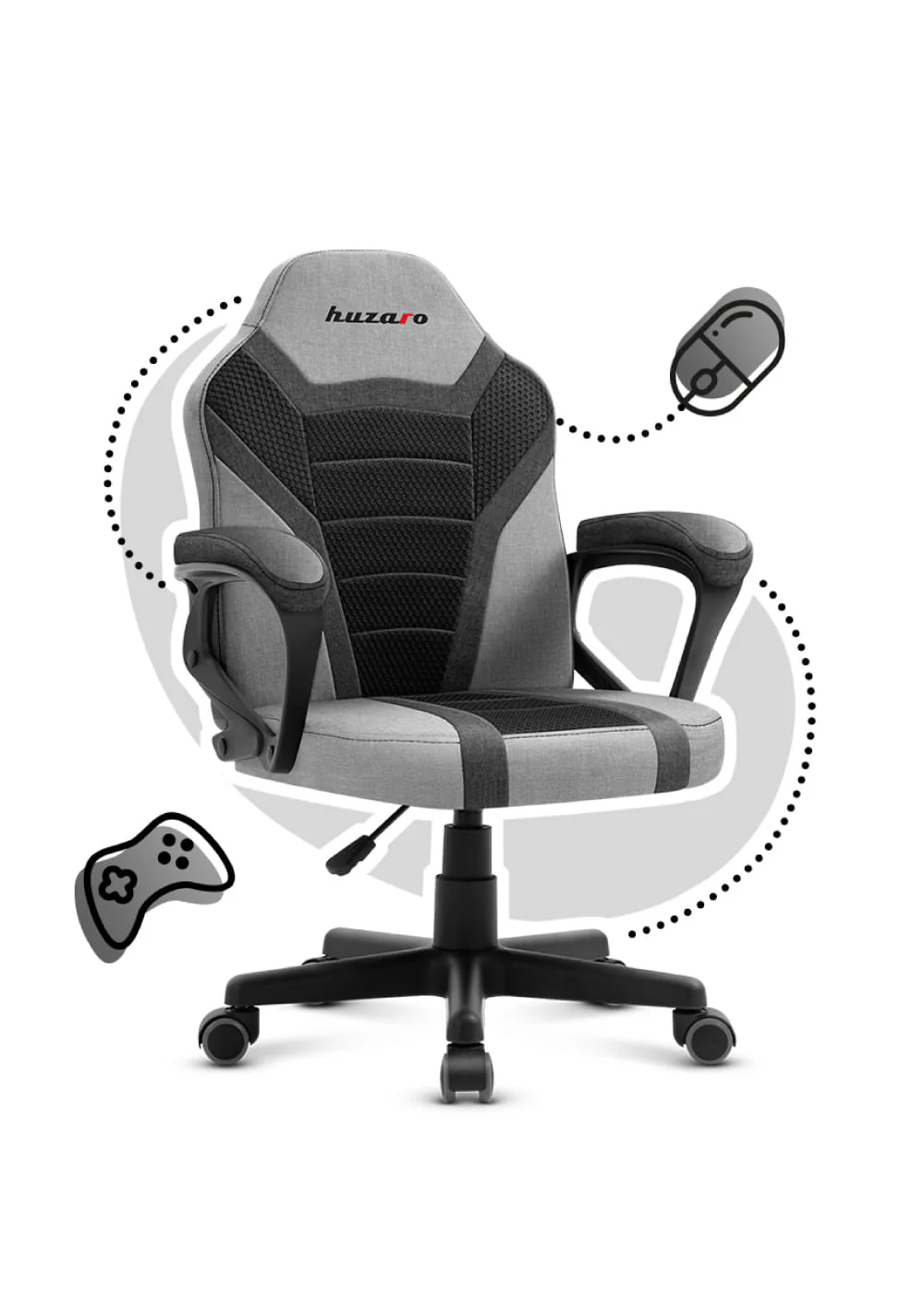 HUZARO RANGER 1.0 Grau Mesh Gaming-Stuhl für Kinder - Image 11