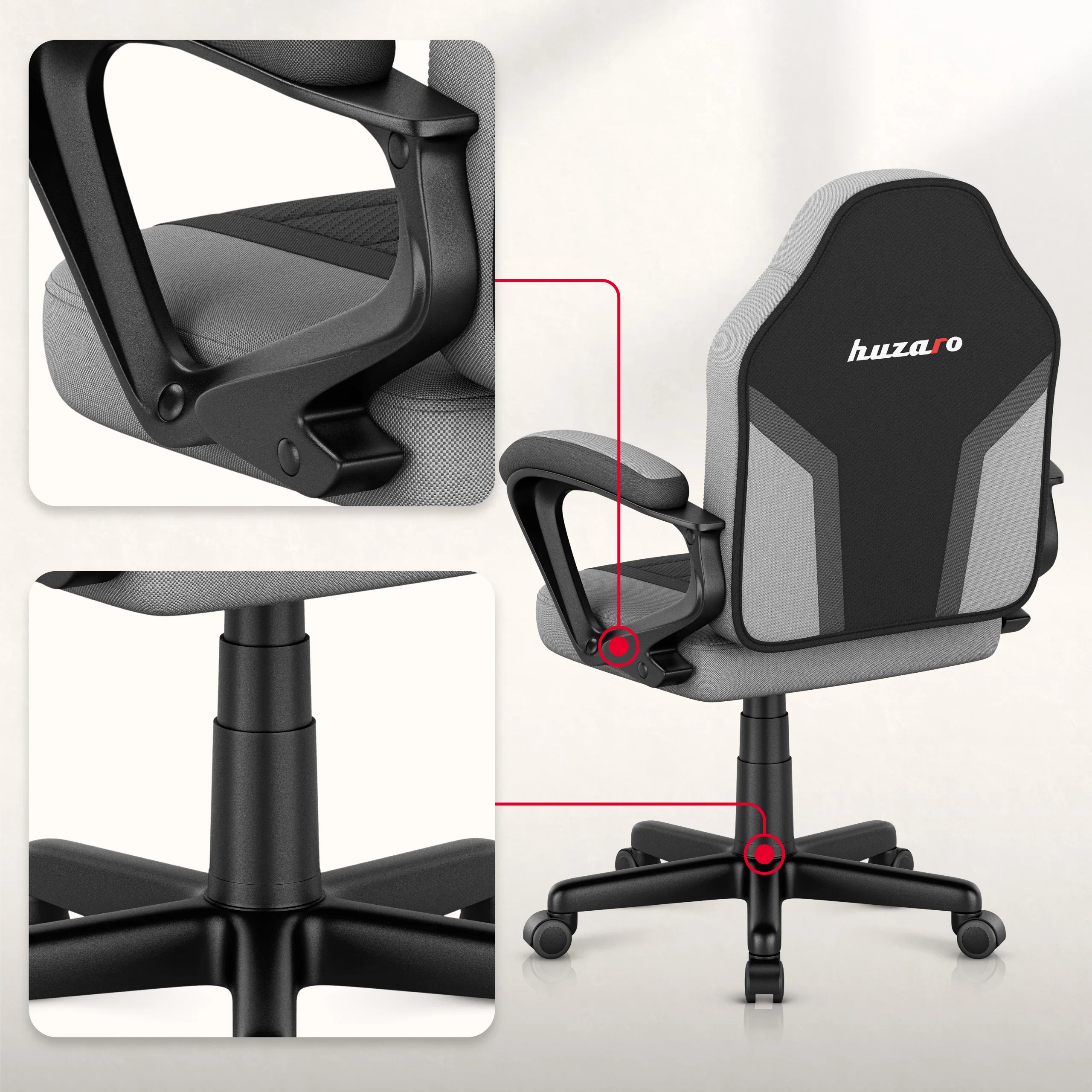 HUZARO RANGER 1.0 Grau Mesh Gaming-Stuhl für Kinder - Image 5
