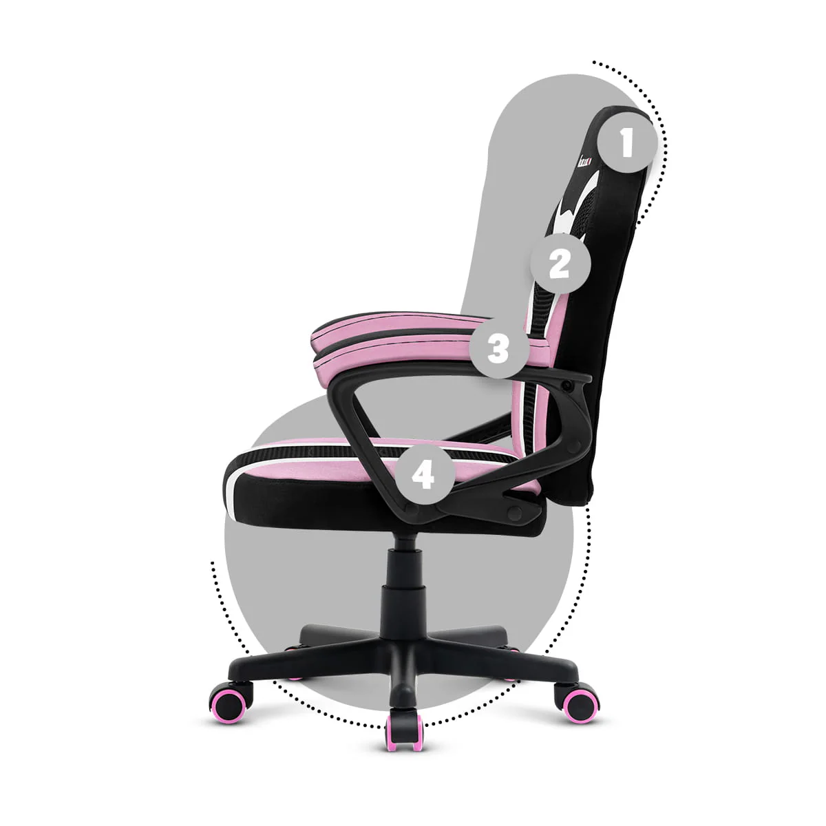 HUZARO RANGER 1.0 Rosa Mesh Gaming-Stuhl für Kinder - Image 12