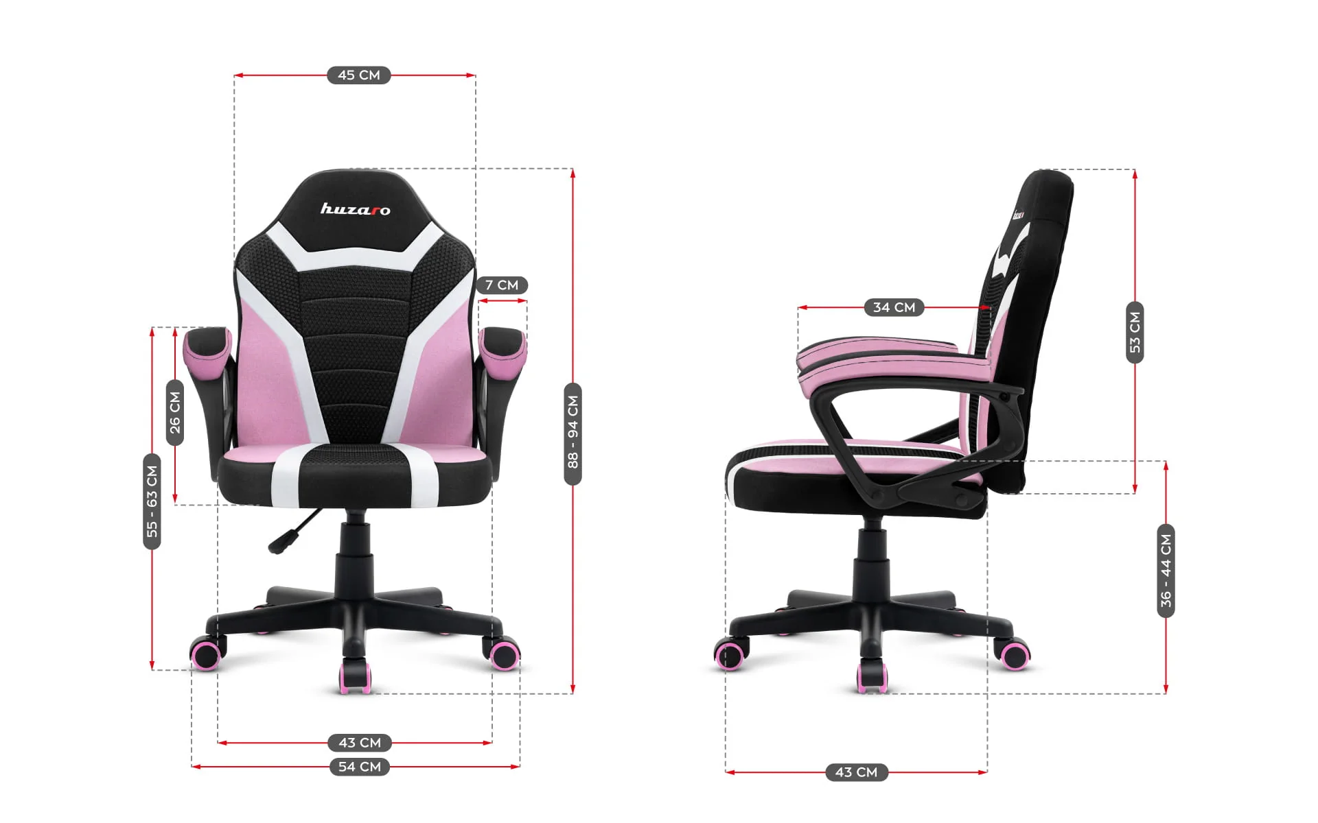 HUZARO RANGER 1.0 Rosa Mesh Gaming-Stuhl für Kinder - Image 13