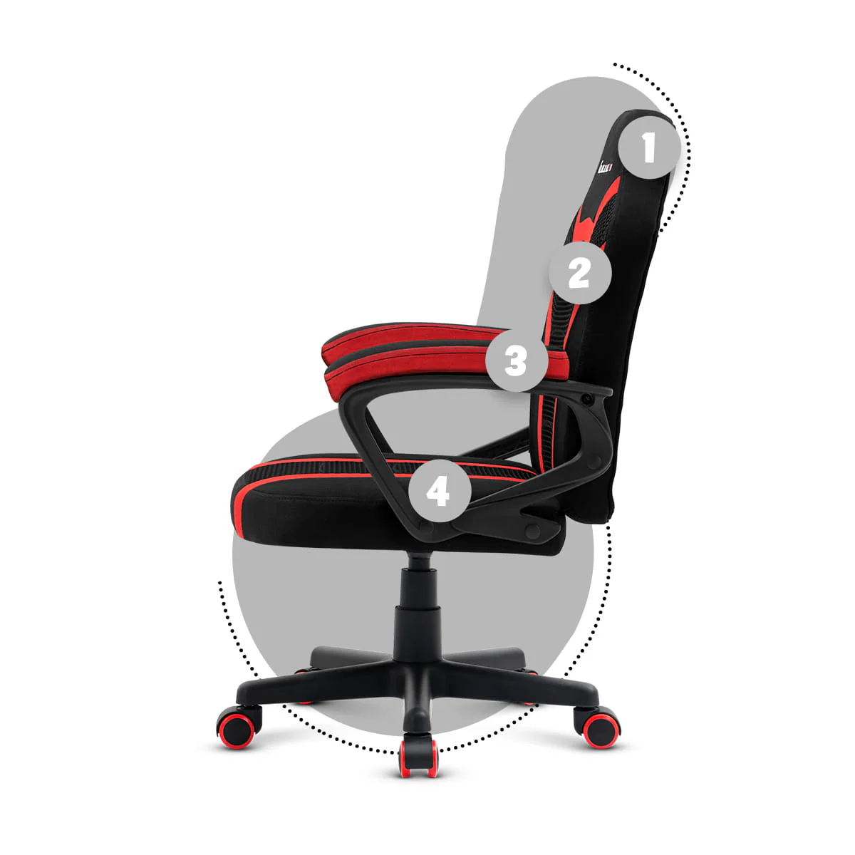 HUZARO RANGER 1.0 Rot Mesh Gaming-Stuhl für Kinder - Image 16