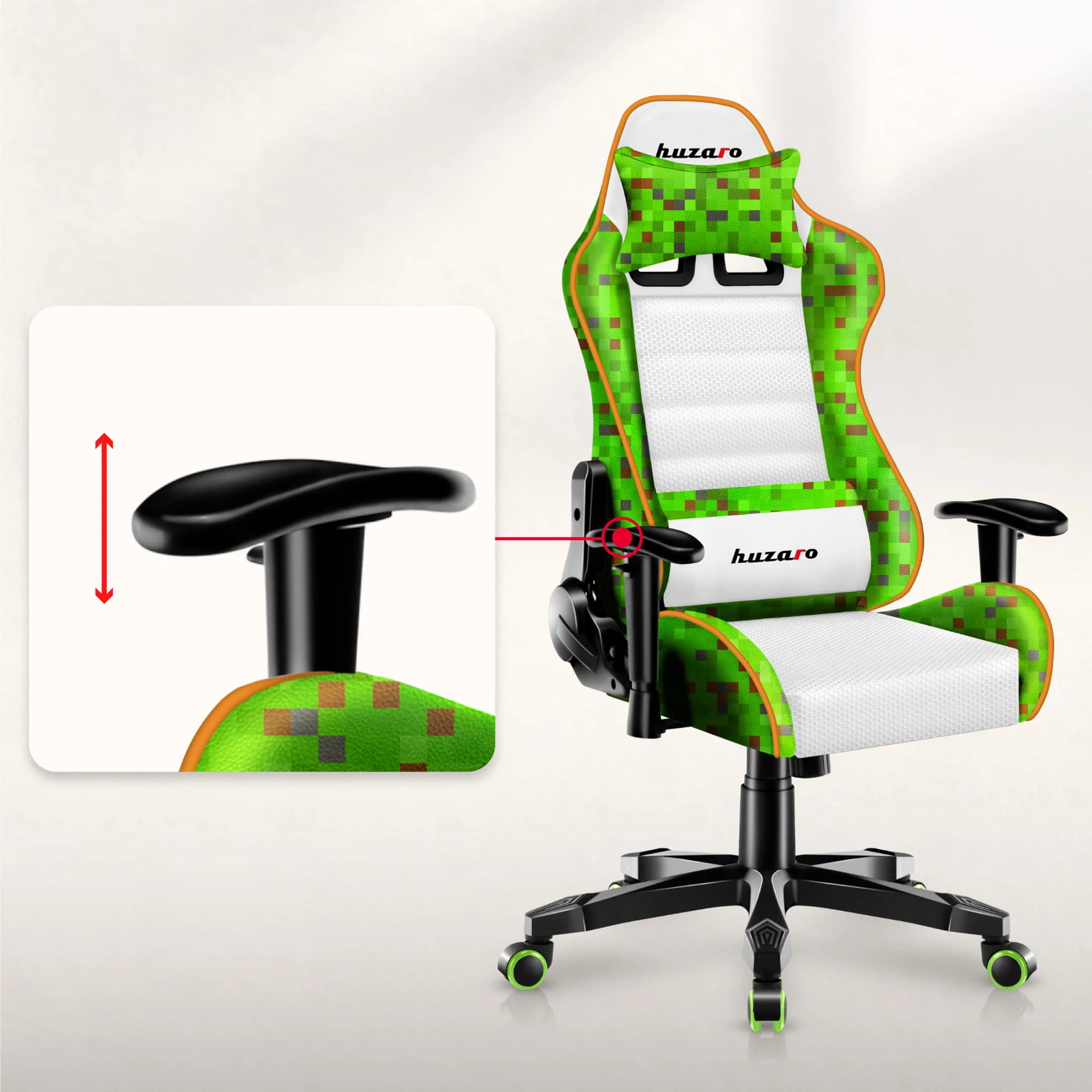 Huzaro Ranger 6.0 Pixel White Gaming-Stuhl für Kinder - Image 12