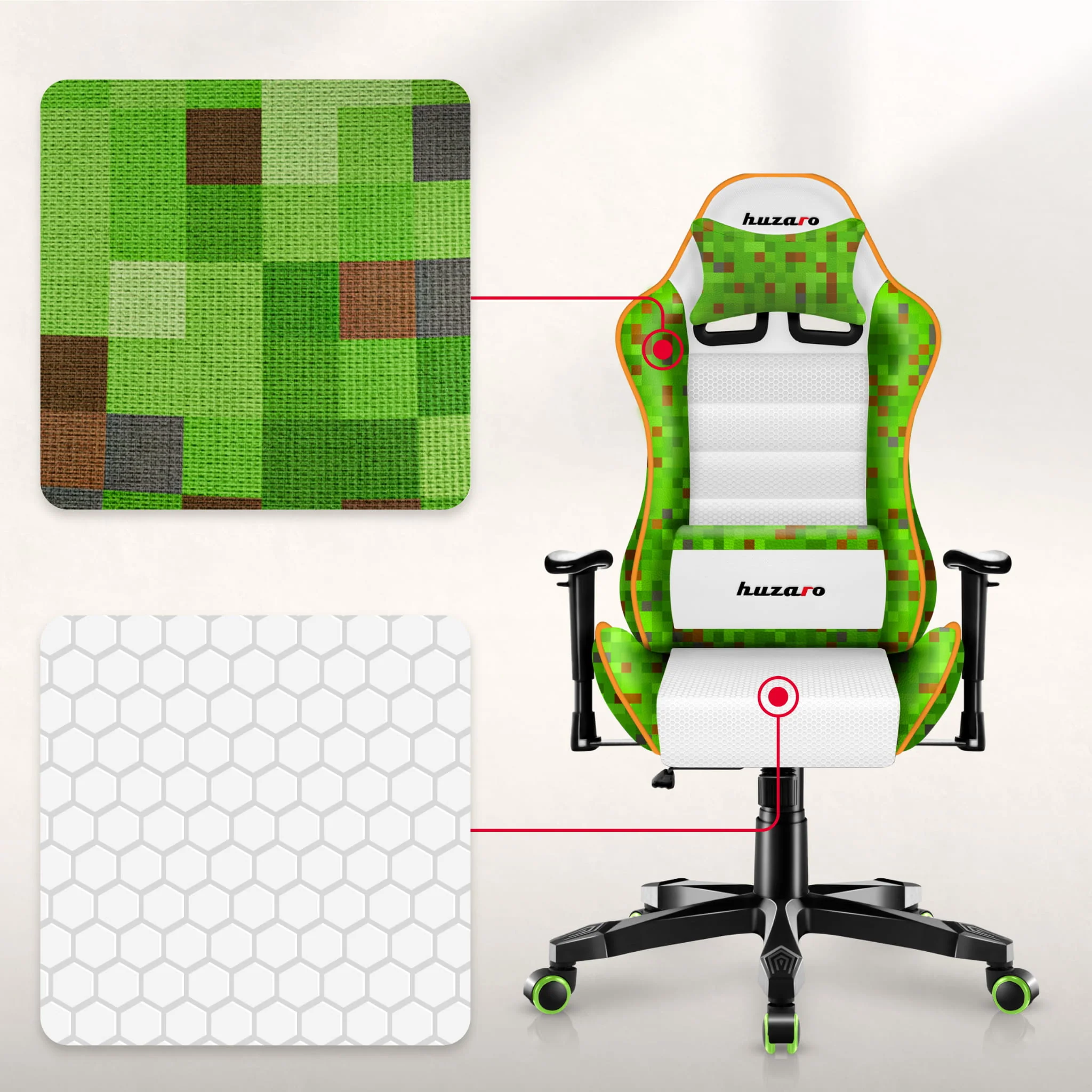 Huzaro Ranger 6.0 Pixel White Gaming-Stuhl für Kinder - Image 14