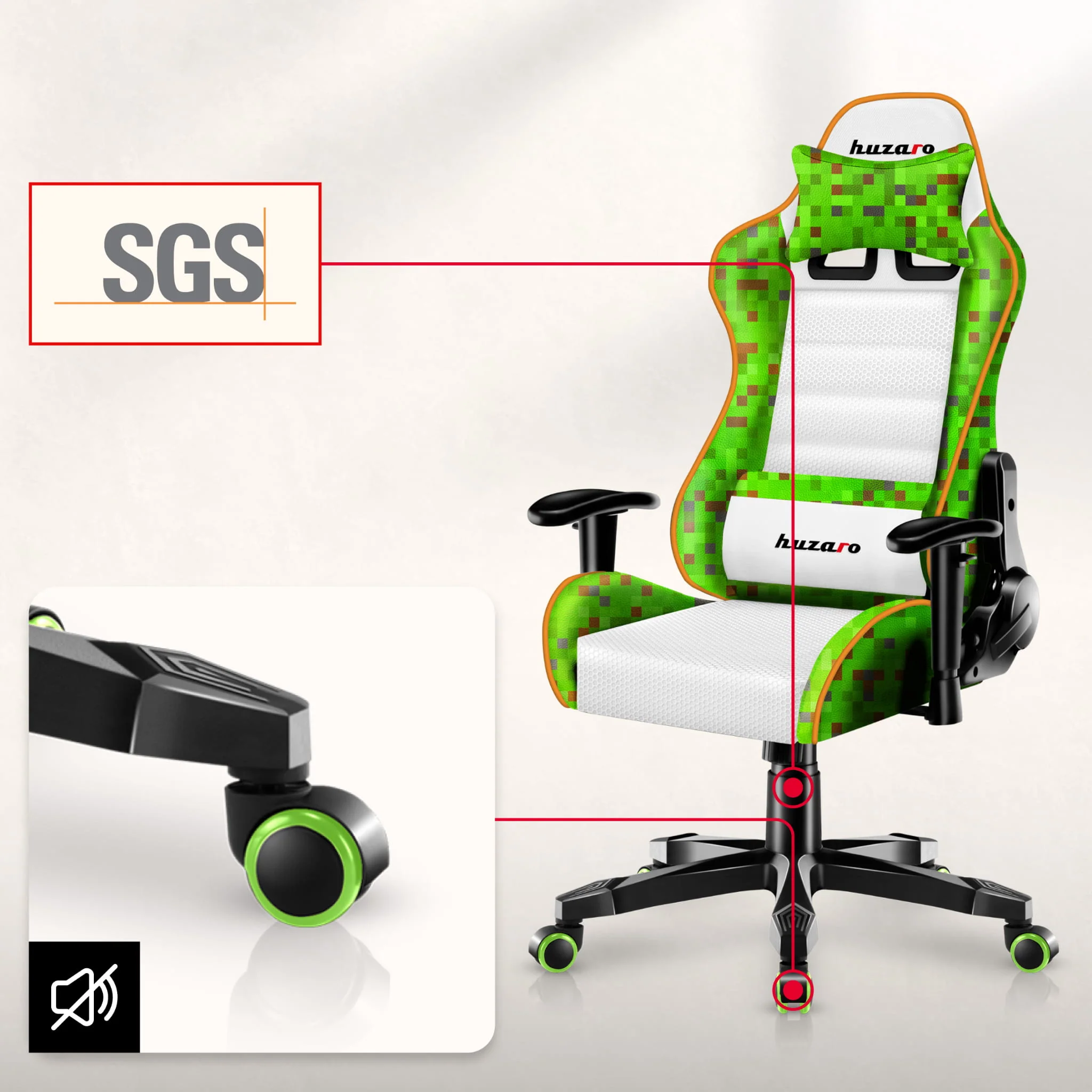 Huzaro Ranger 6.0 Pixel White Gaming-Stuhl für Kinder - Image 15