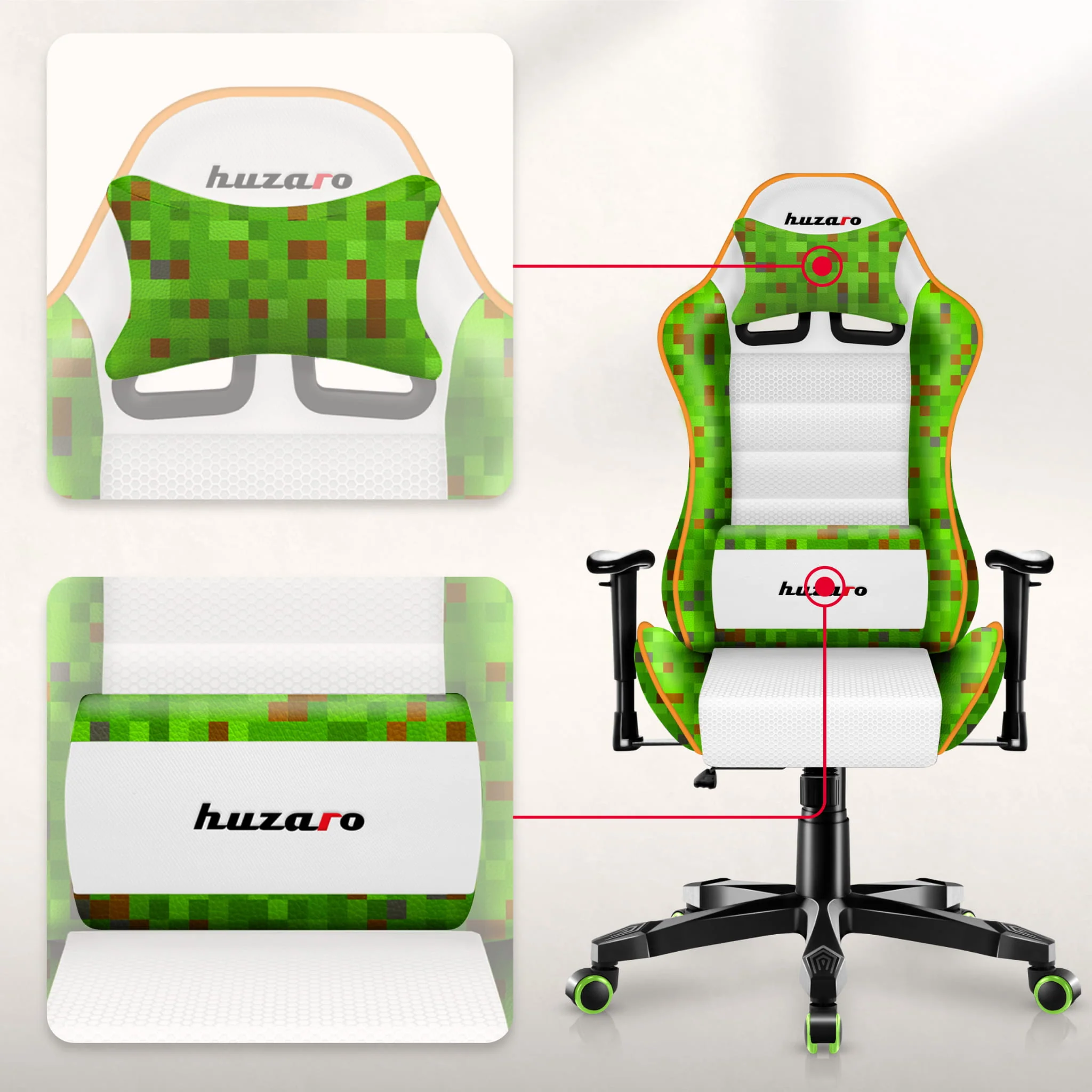 Huzaro Ranger 6.0 Pixel White Gaming-Stuhl für Kinder - Image 3