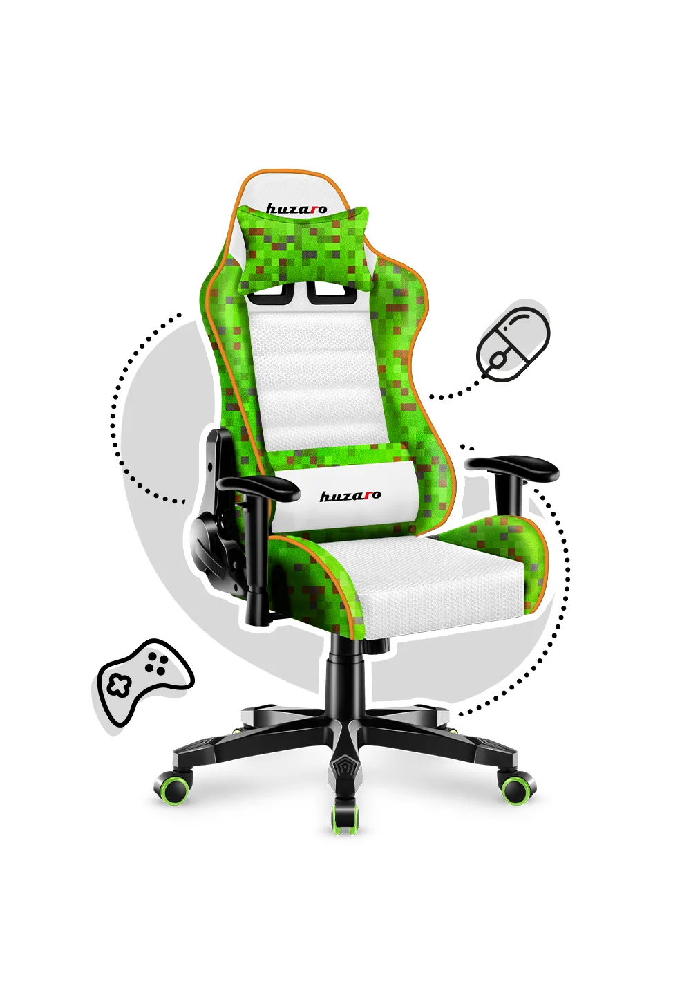 Huzaro Ranger 6.0 Pixel White Gaming-Stuhl für Kinder - Image 6