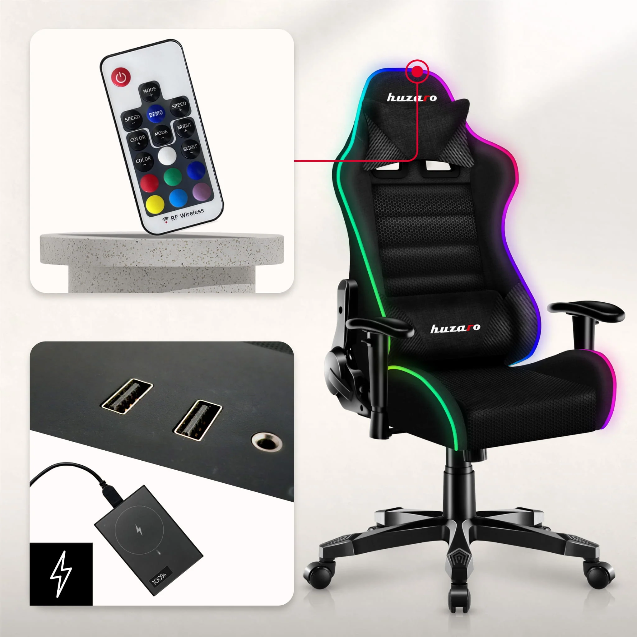HUZARO RANGER 6.0 RGB LED Mesh Gaming-Stuhl für Kinder - Image 3