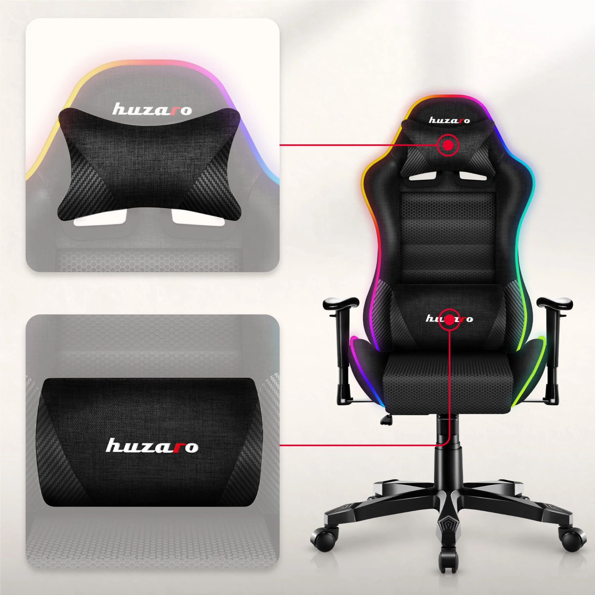 HUZARO RANGER 6.0 RGB LED Mesh Gaming-Stuhl für Kinder - Image 5