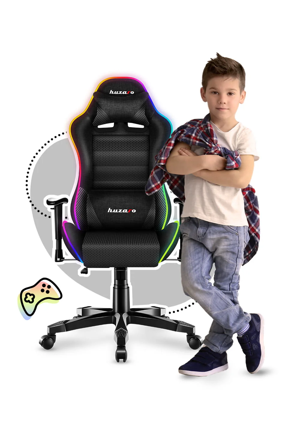 HUZARO RANGER 6.0 RGB LED Mesh Gaming-Stuhl für Kinder - Image 6