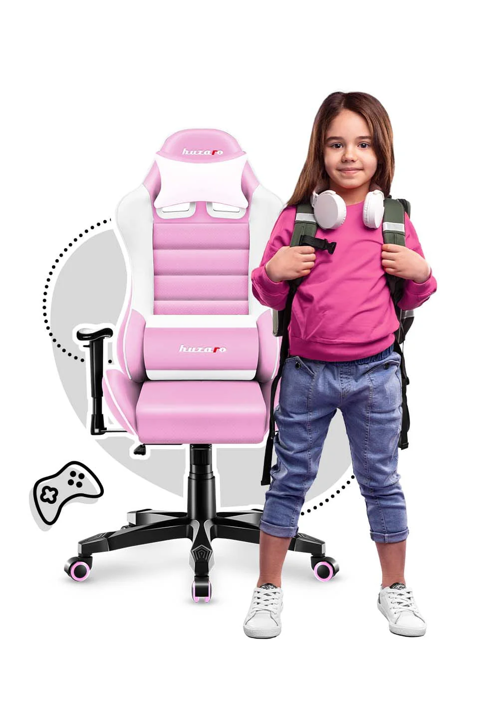 HUZARO RANGER 6.0 Rosa Gaming-Stuhl für Kinder - Image 10
