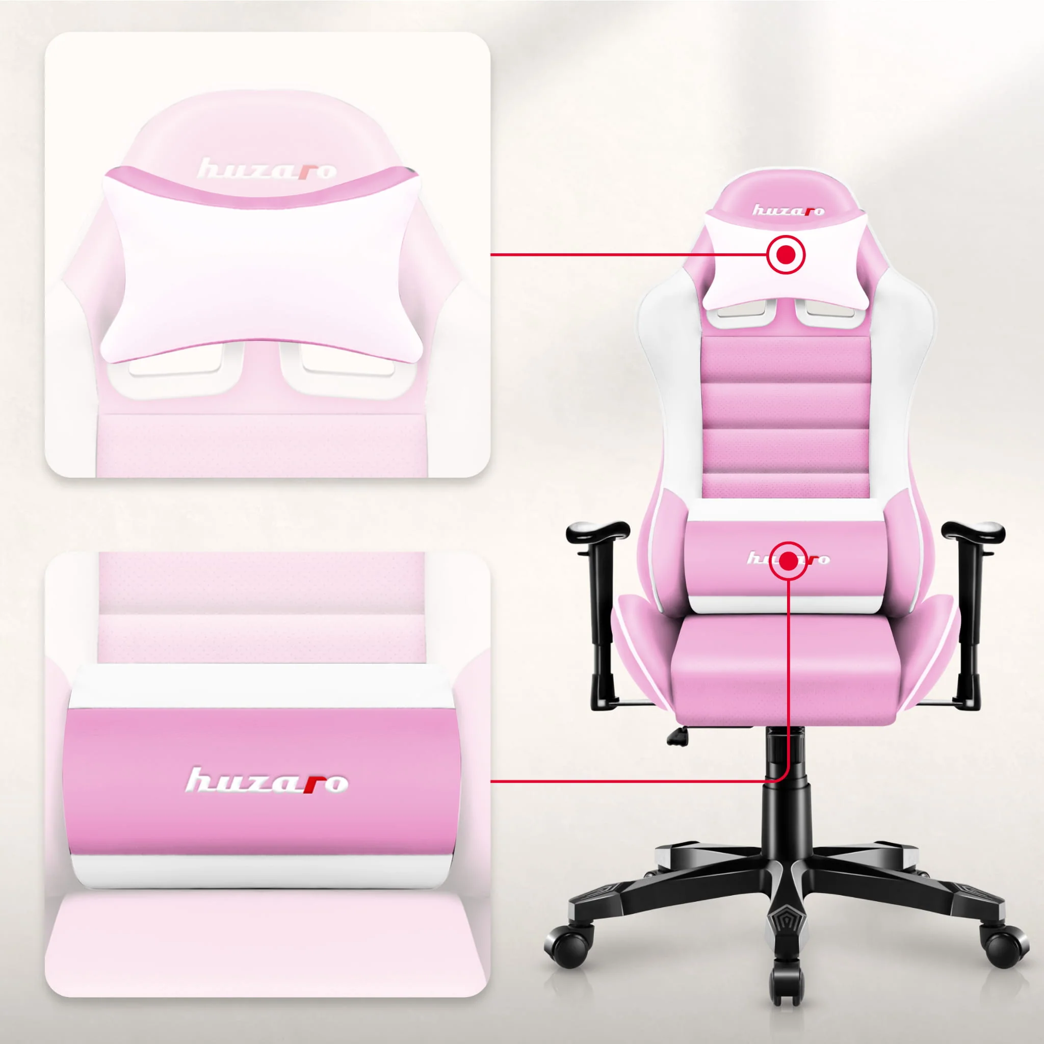 HUZARO RANGER 6.0 Rosa Gaming-Stuhl für Kinder - Image 3