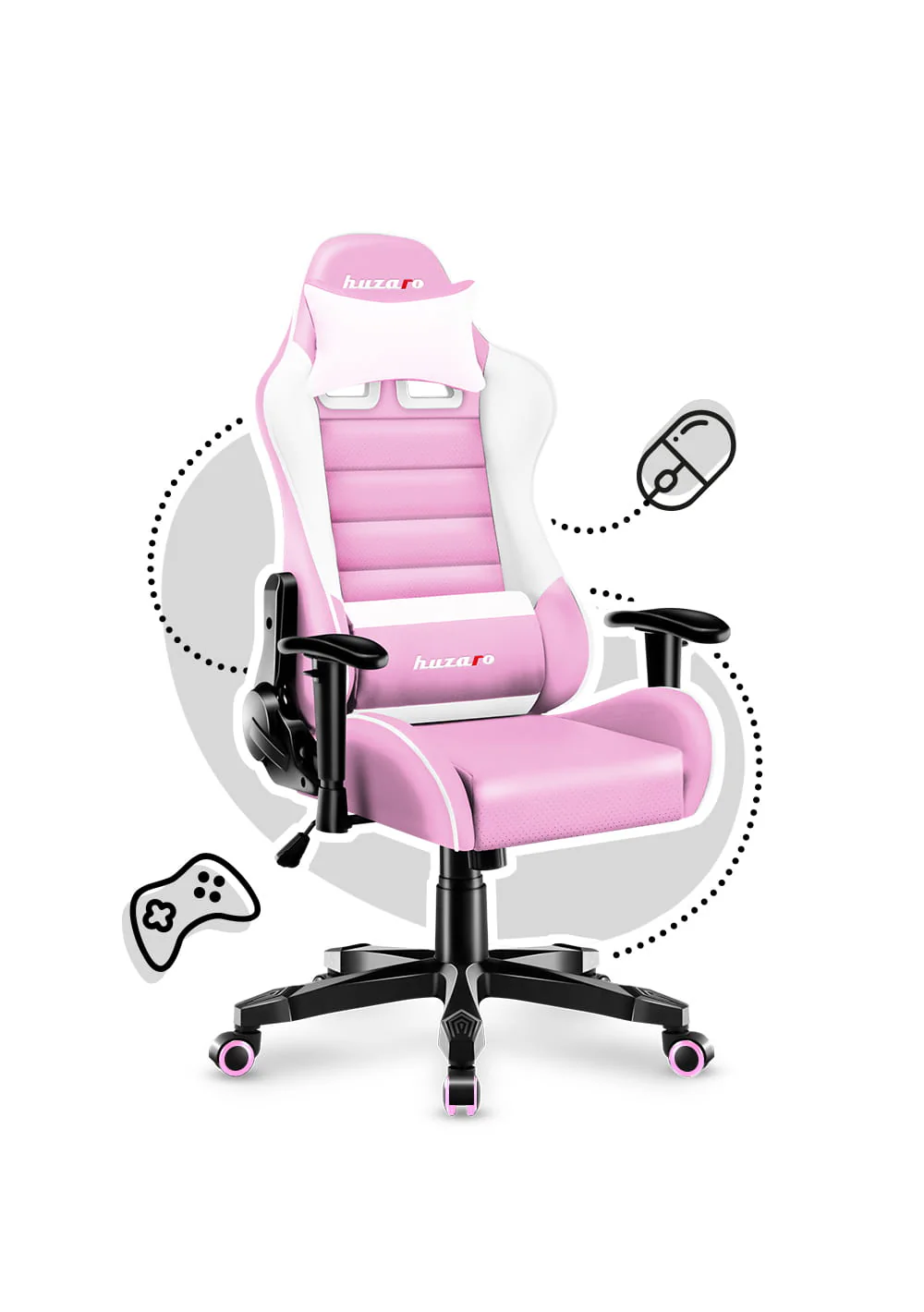HUZARO RANGER 6.0 Rosa Gaming-Stuhl für Kinder - Image 6