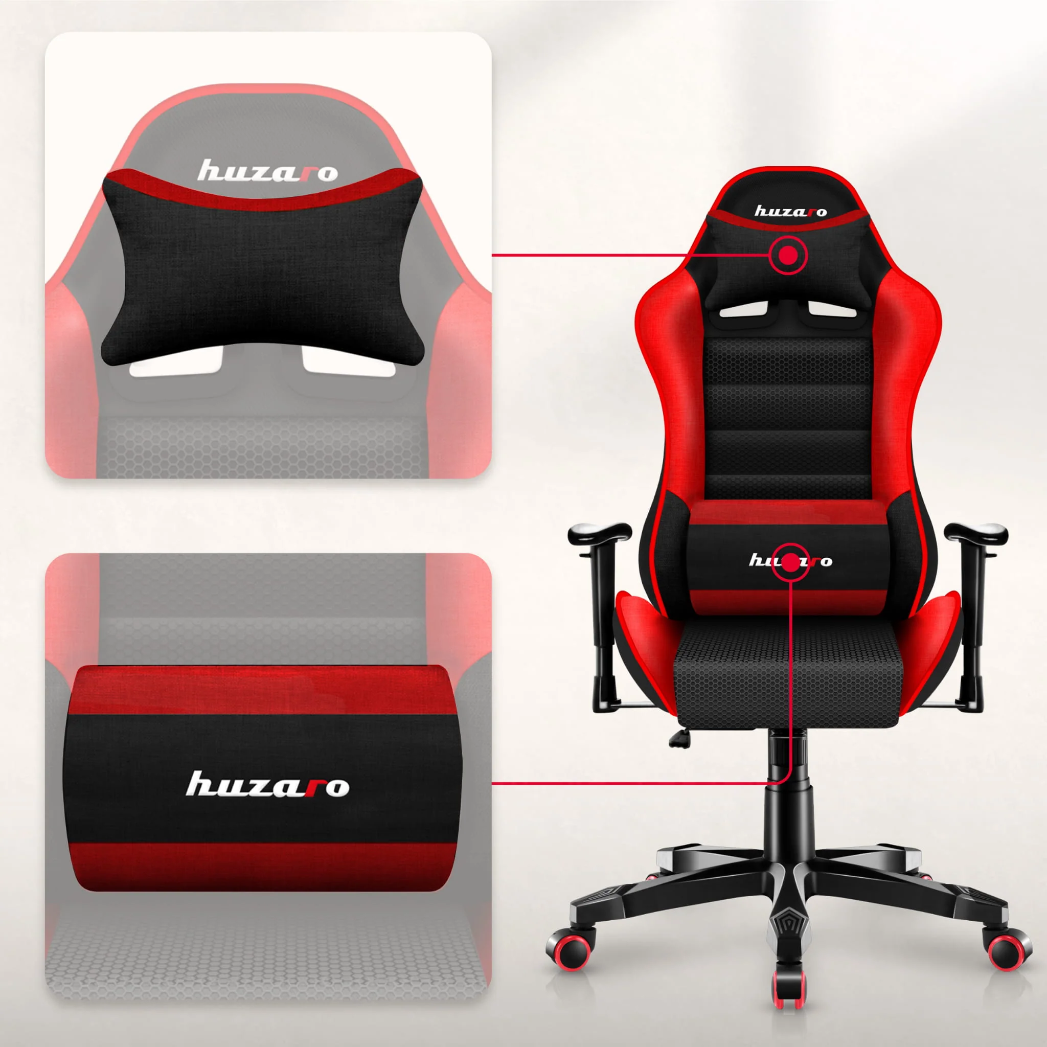 HUZARO RANGER 6.0 Rot Mesh Gaming-Stuhl für Kinder - Image 3