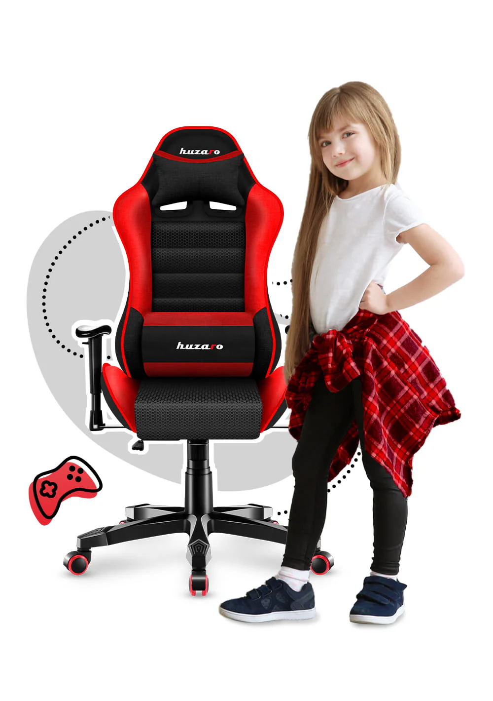HUZARO RANGER 6.0 Rot Mesh Gaming-Stuhl für Kinder - Image 5