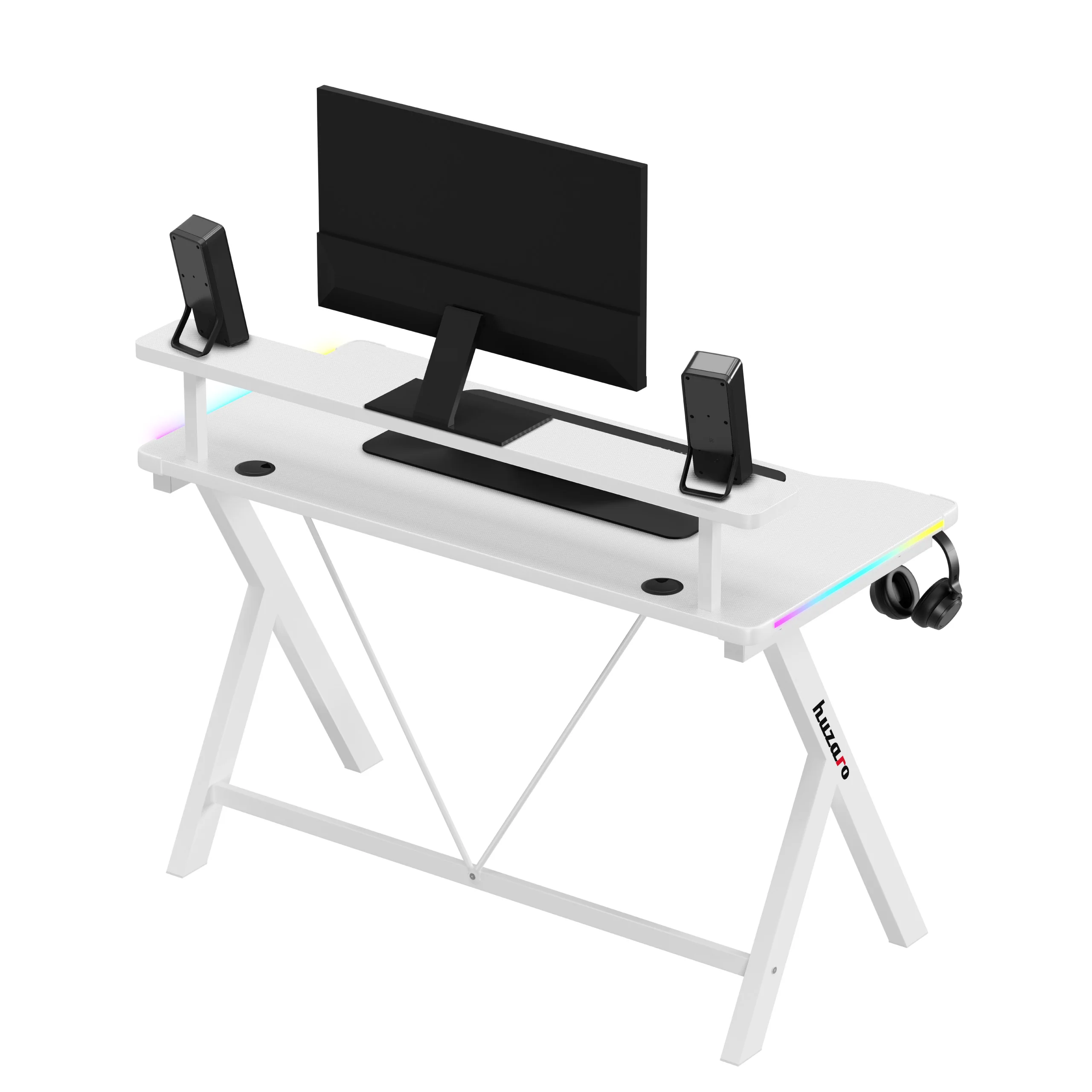 LED-Gaming-Schreibtisch Huzaro Hero 1.9 RGB Weiß 120 cm - Image 11