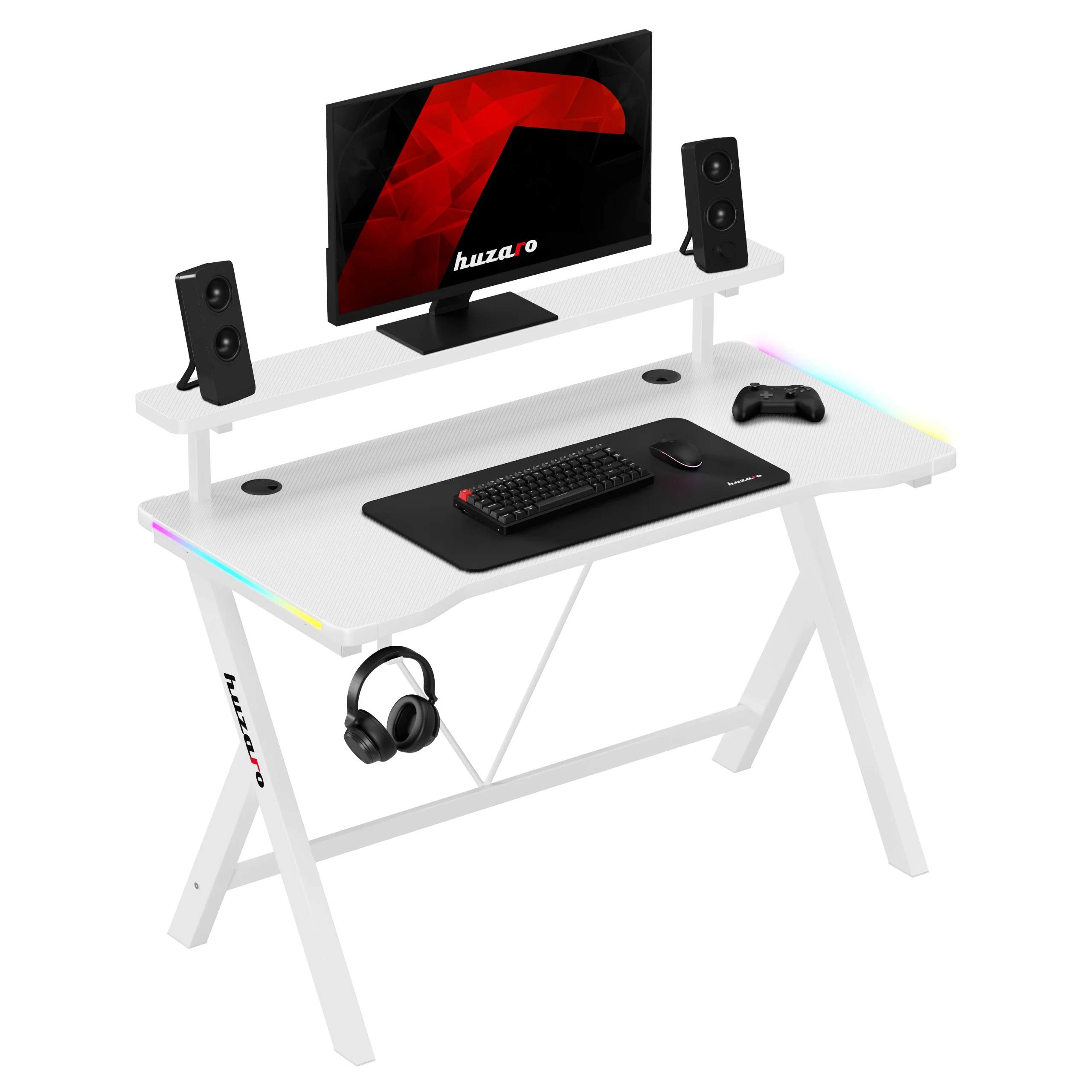 LED-Gaming-Schreibtisch Huzaro Hero 1.9 RGB Weiß 120 cm - Image 12