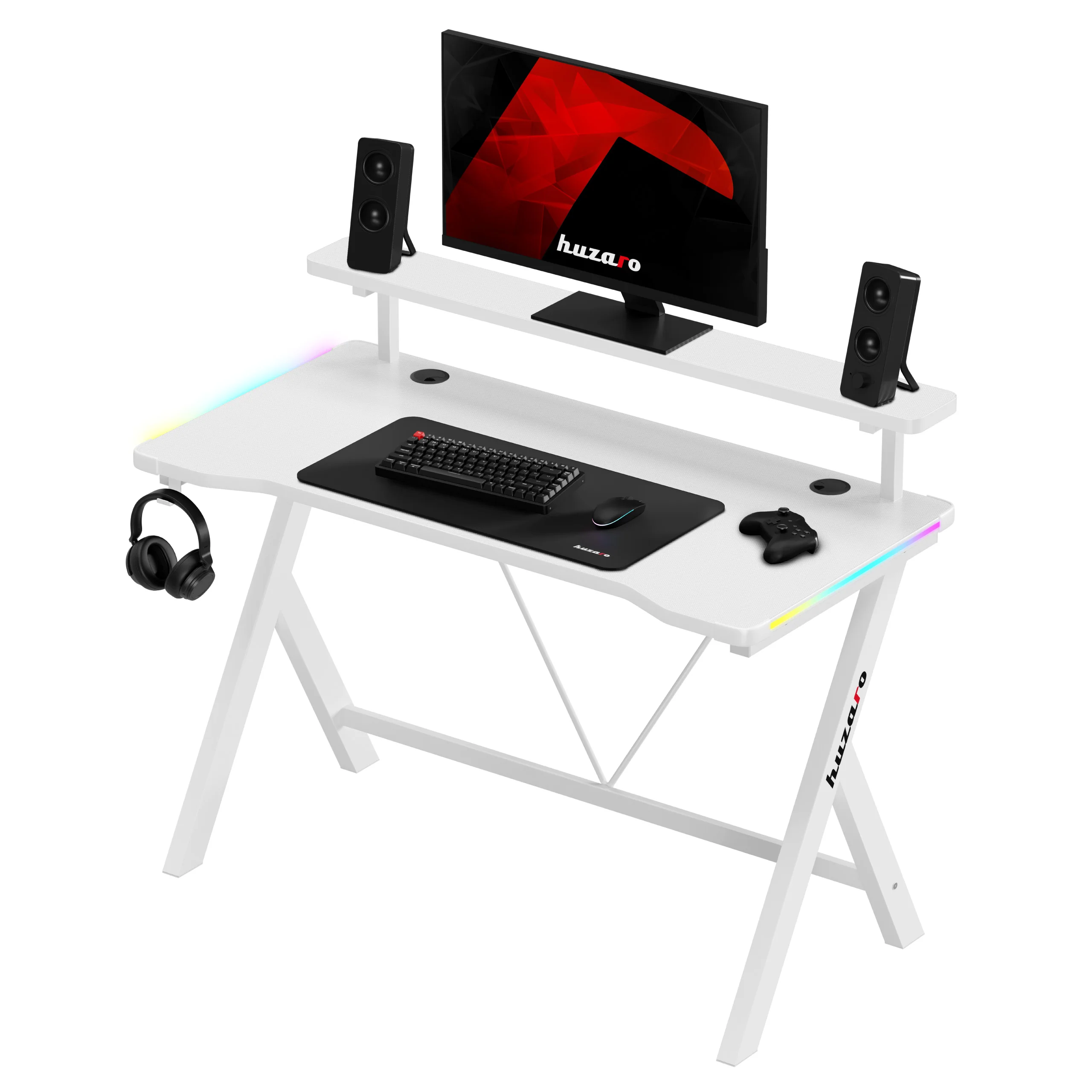 LED-Gaming-Schreibtisch Huzaro Hero 1.9 RGB Weiß 120 cm - Image 15