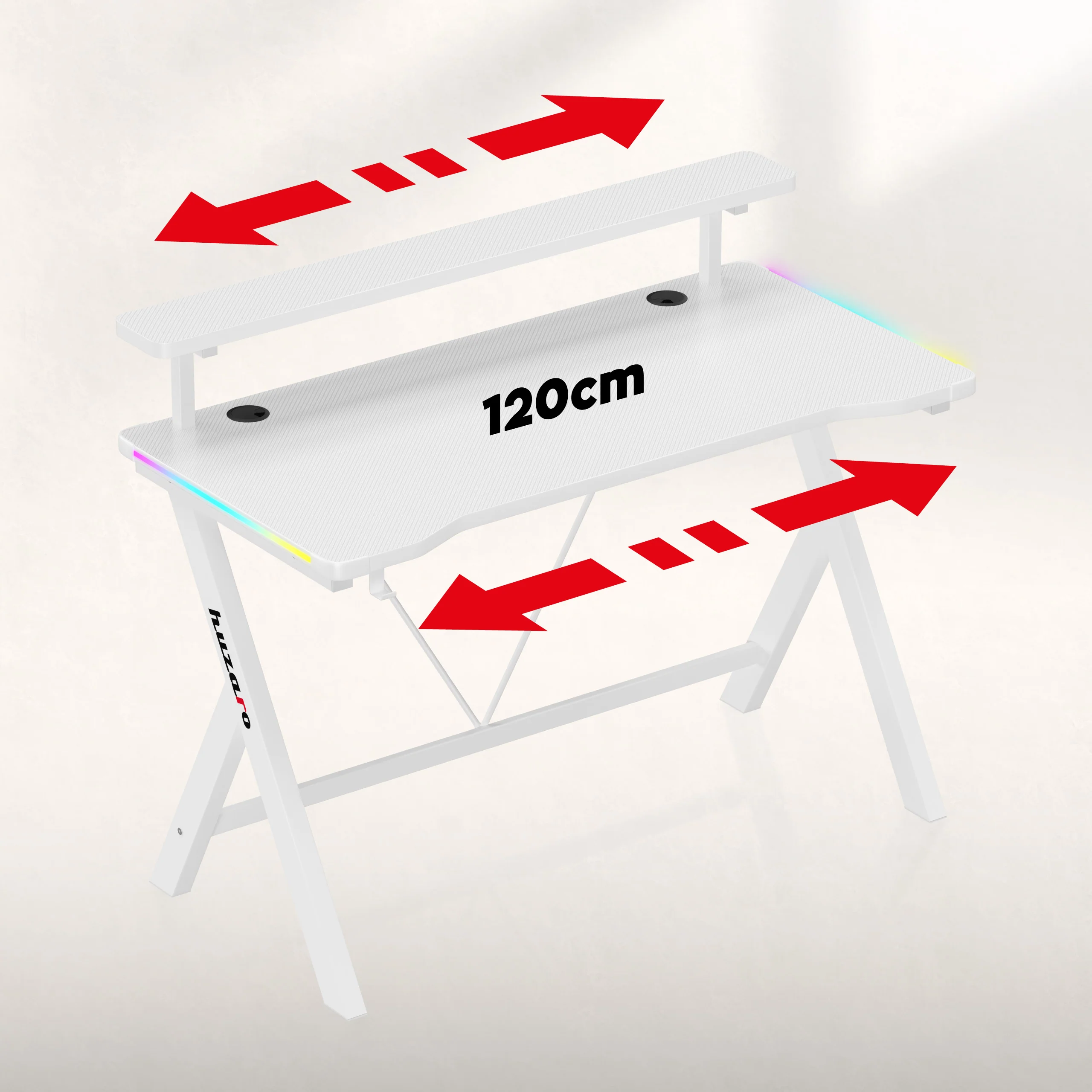 LED-Gaming-Schreibtisch Huzaro Hero 1.9 RGB Weiß 120 cm - Image 6