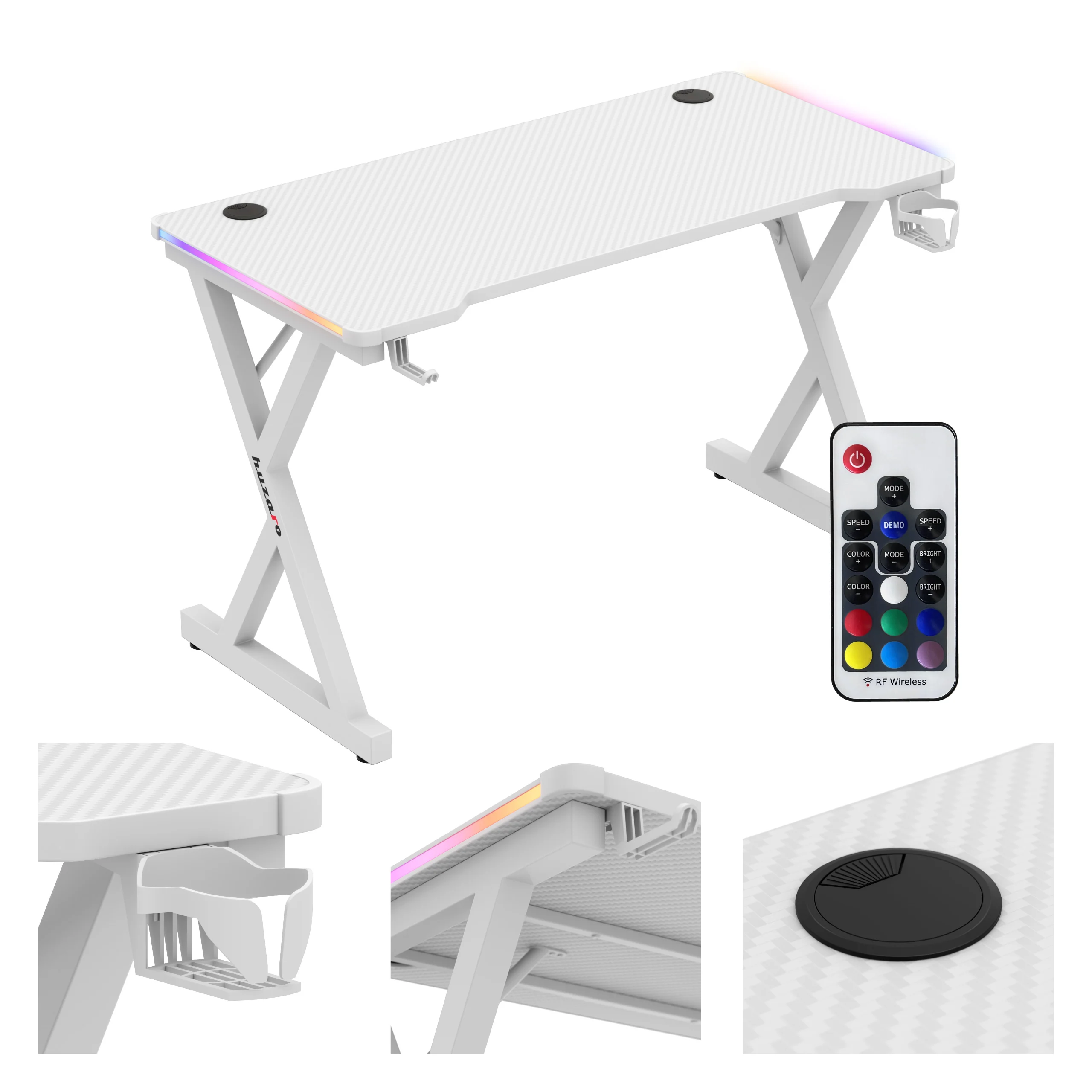 LED Gaming-Schreibtisch Huzaro Hero 2.3 RGB White 120 cm - Image 10