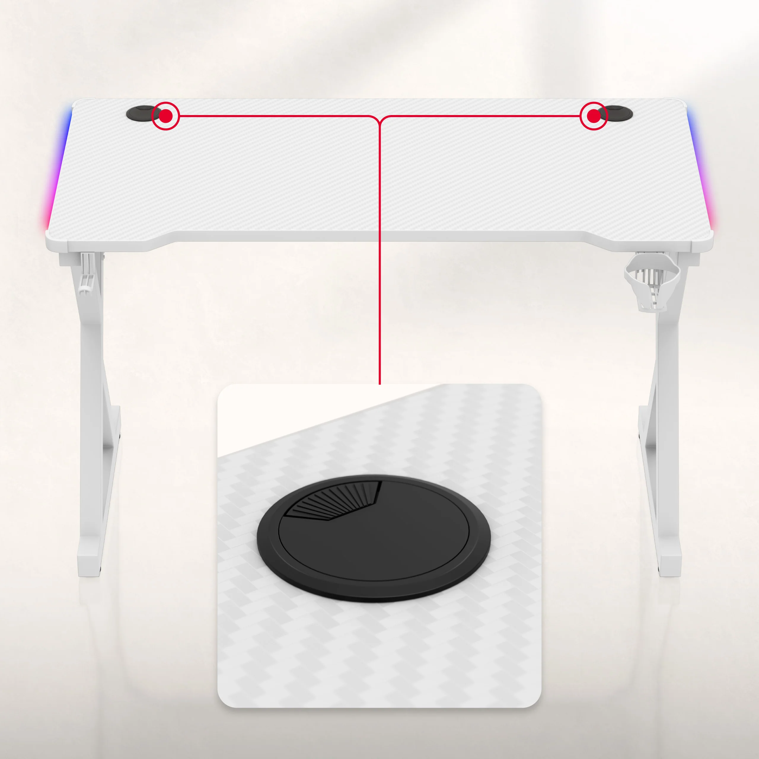 LED Gaming-Schreibtisch Huzaro Hero 2.3 RGB White 120 cm - Image 13