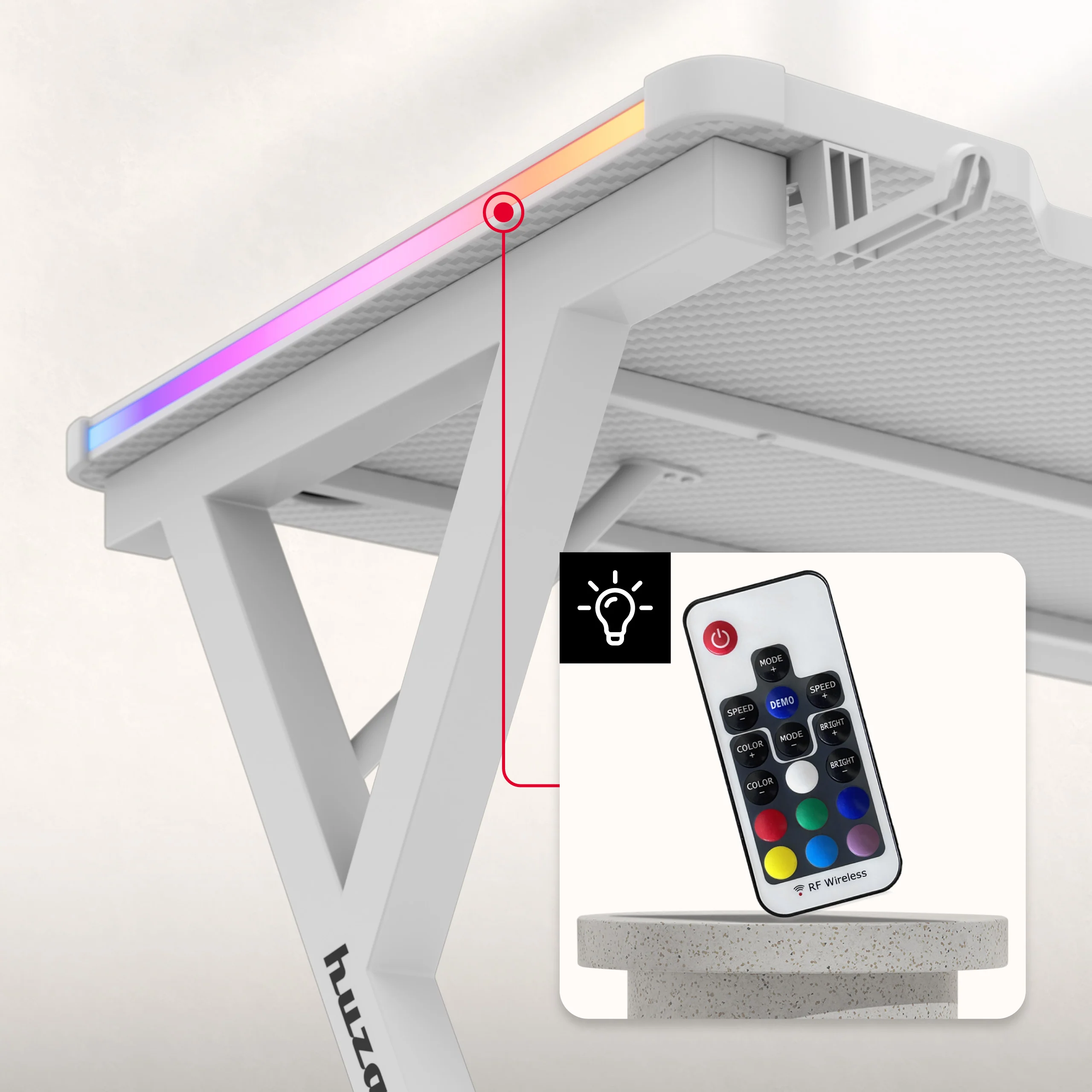 LED Gaming-Schreibtisch Huzaro Hero 2.3 RGB White 120 cm - Image 15