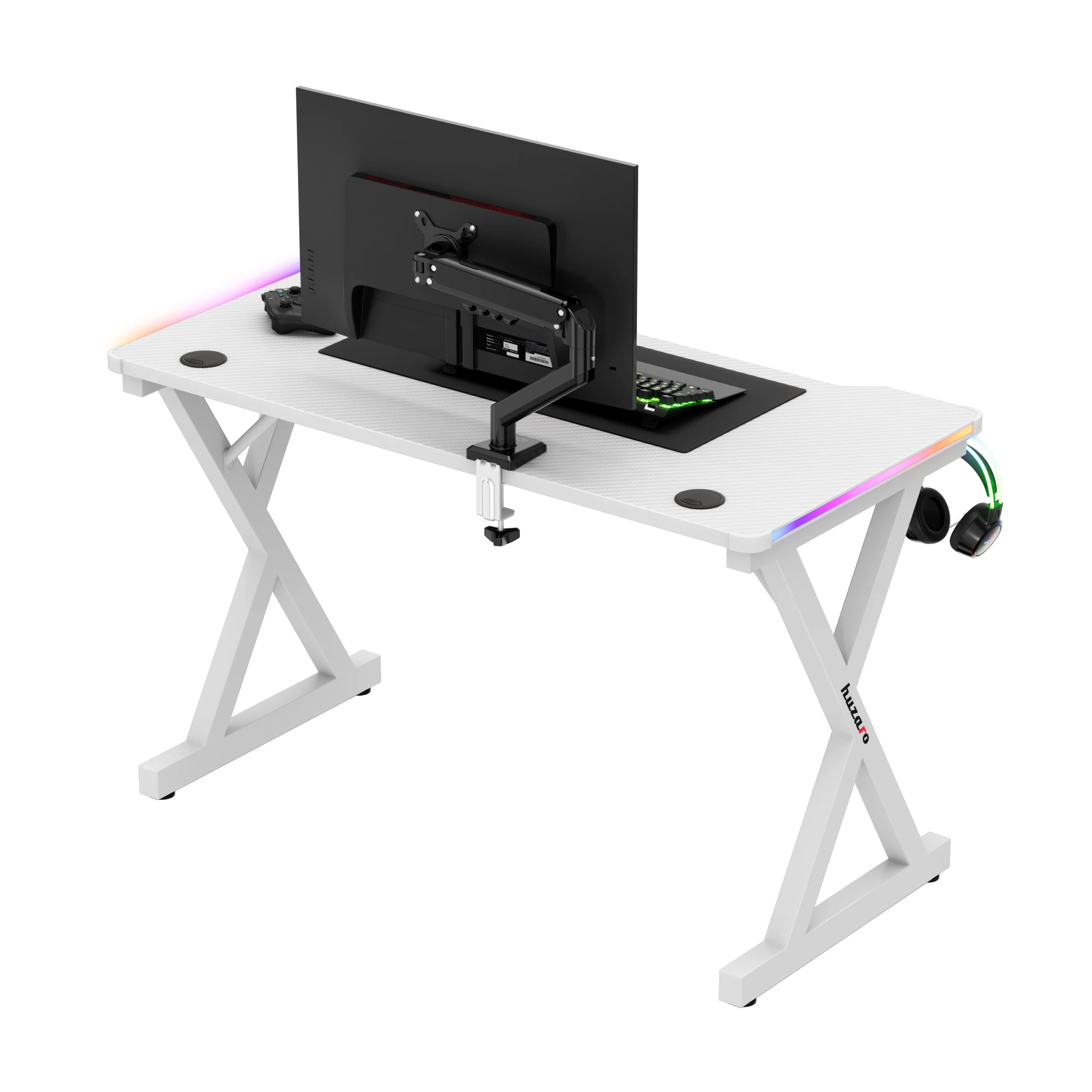 LED Gaming-Schreibtisch Huzaro Hero 2.3 RGB White 120 cm - Image 6