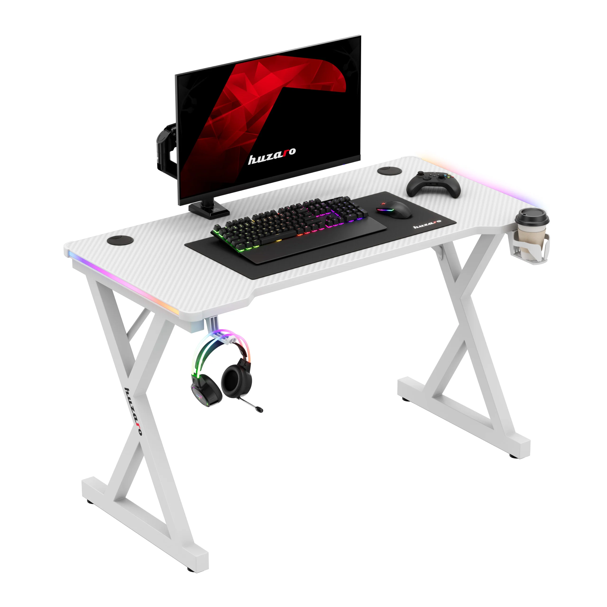 LED Gaming-Schreibtisch Huzaro Hero 2.3 RGB White 120 cm - Image 9