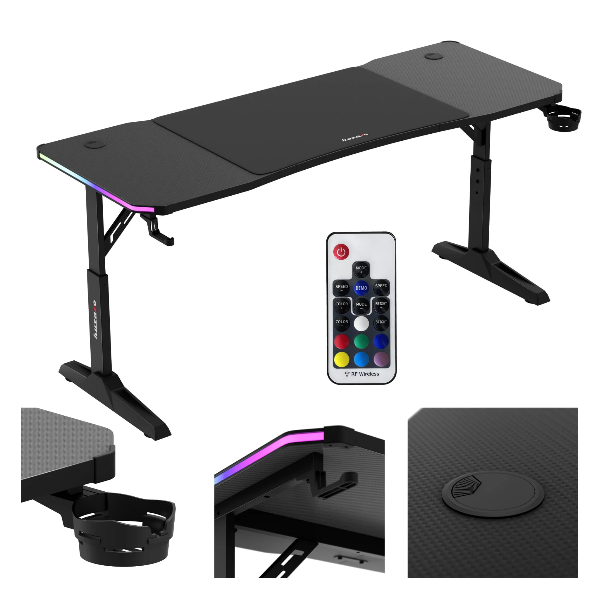 LED Gaming-Schreibtisch Huzaro Hero 4.6 RGB Schwarz 160 cm - Image 11