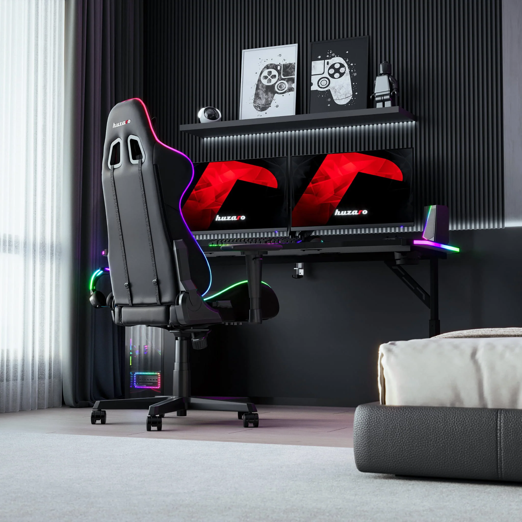 LED Gaming-Schreibtisch Huzaro Hero 4.6 RGB Schwarz 160 cm - Image 22