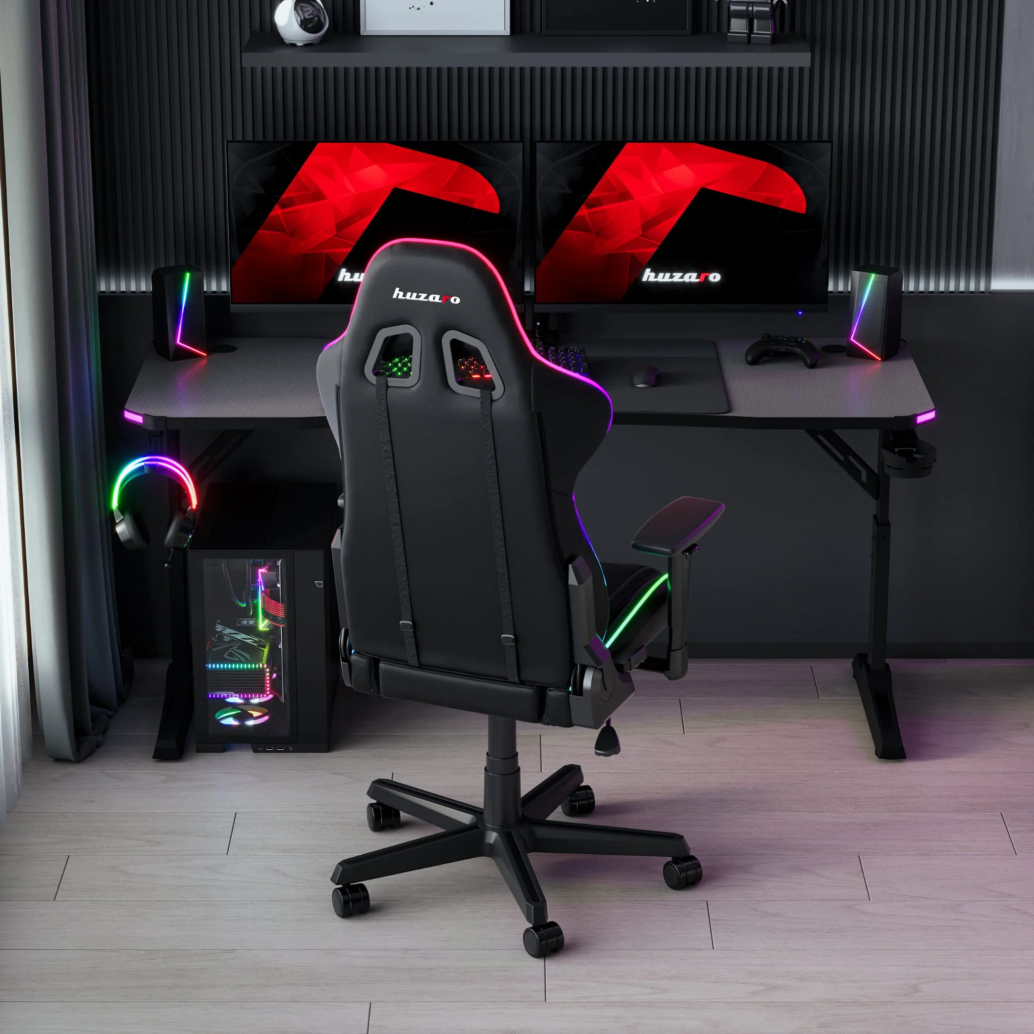 LED Gaming-Schreibtisch Huzaro Hero 4.6 RGB Schwarz 160 cm - Image 23