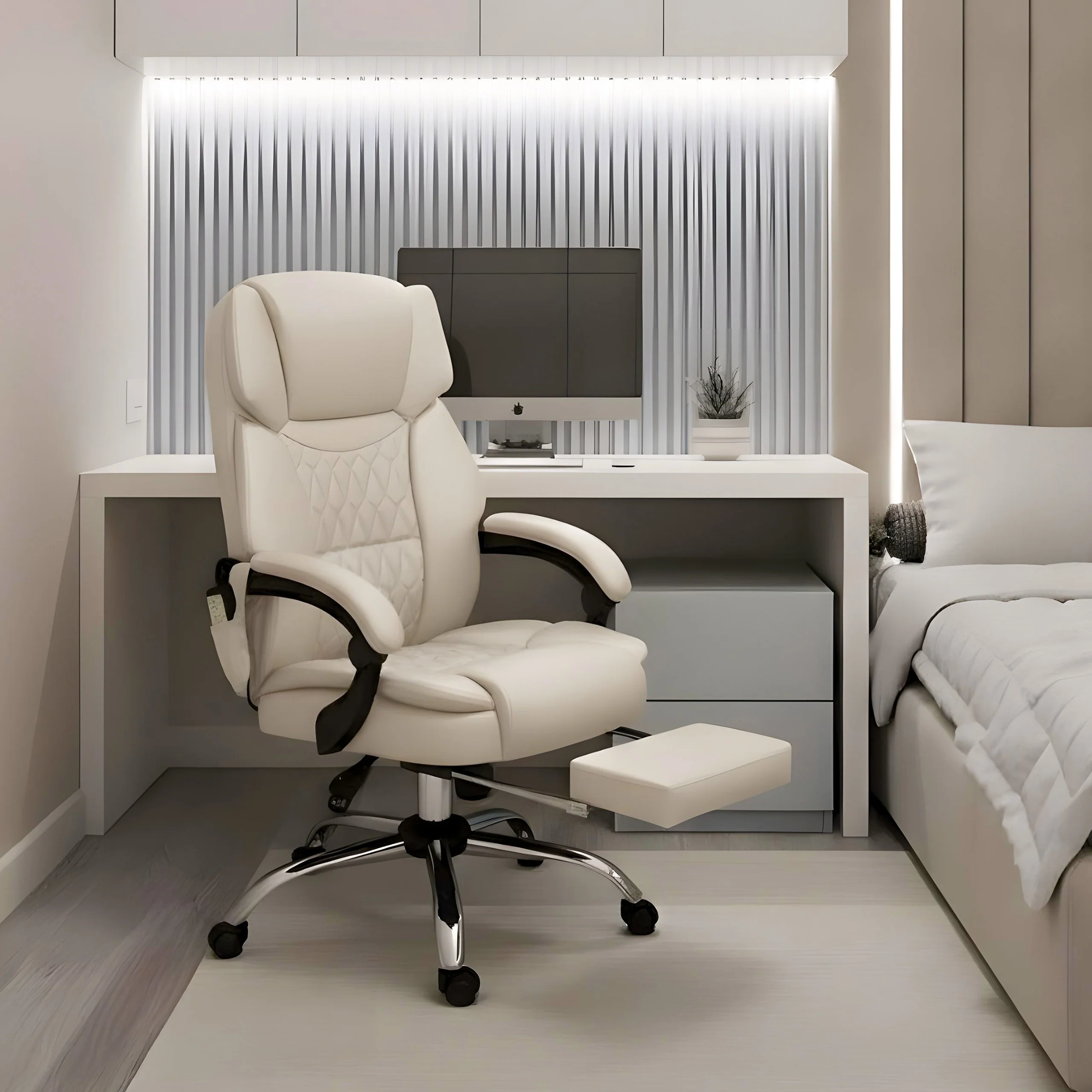 Mark Adler Boss 6.0 Beige Massage-Bürostuhl - Image 4