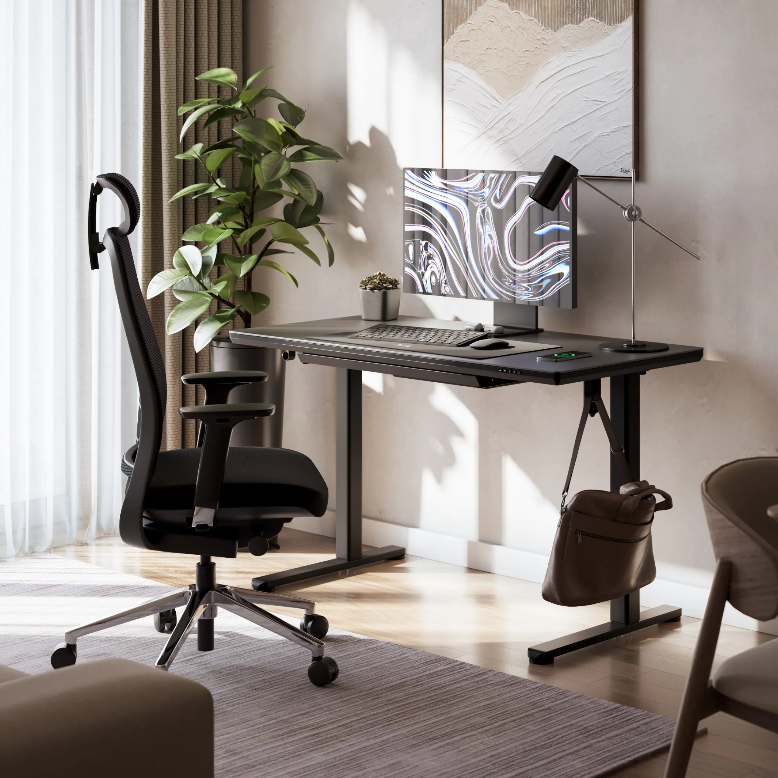 Markadler Leader 8.5 Schwarz Höhenverstellbarer Schreibtisch mit Glasplatte - Image 3