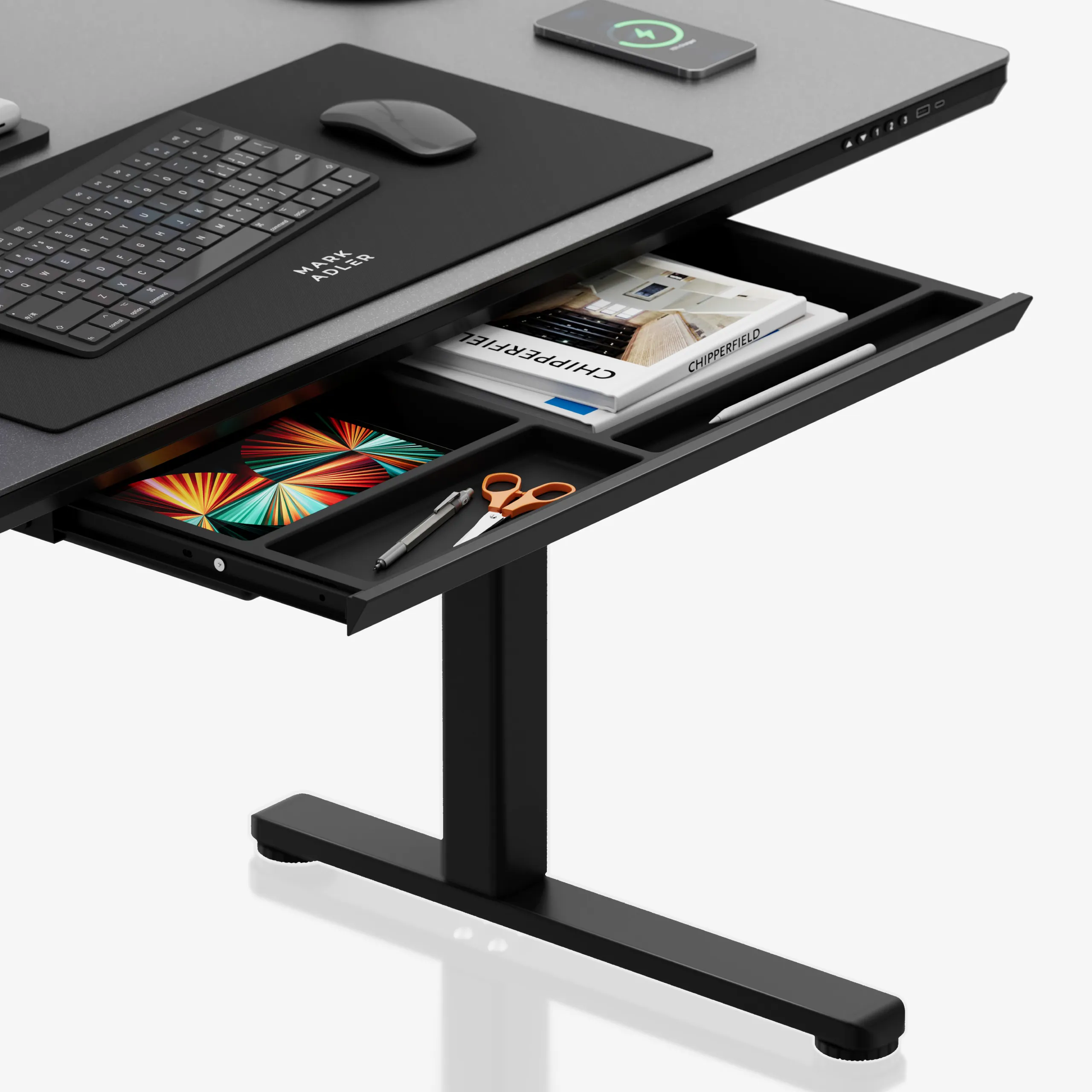 Markadler Leader 8.5 Schwarz Höhenverstellbarer Schreibtisch mit Glasplatte - Image 9