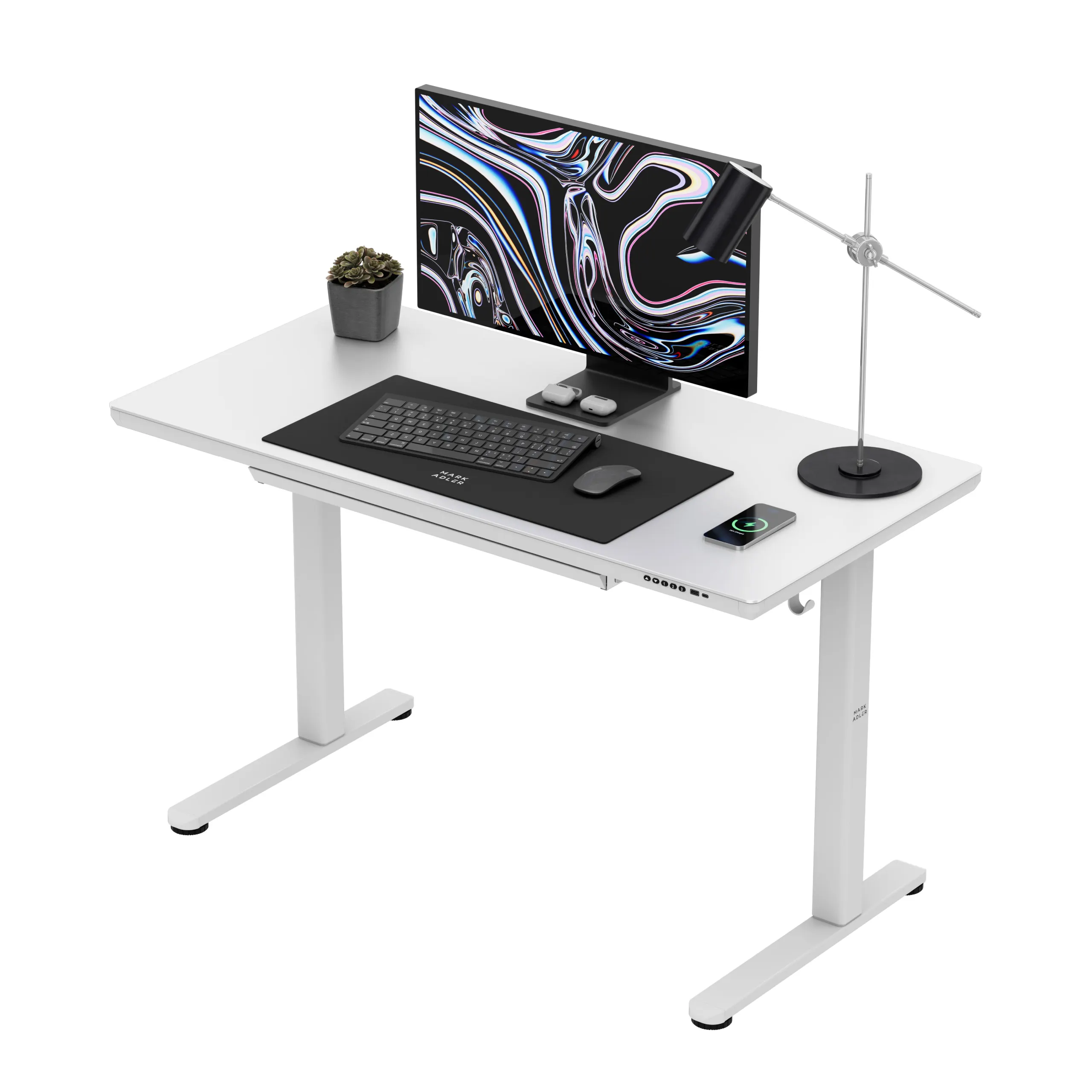 Markadler Leader 8.5 Weiß Höhenverstellbarer Schreibtisch mit Glasplatte - Image 12