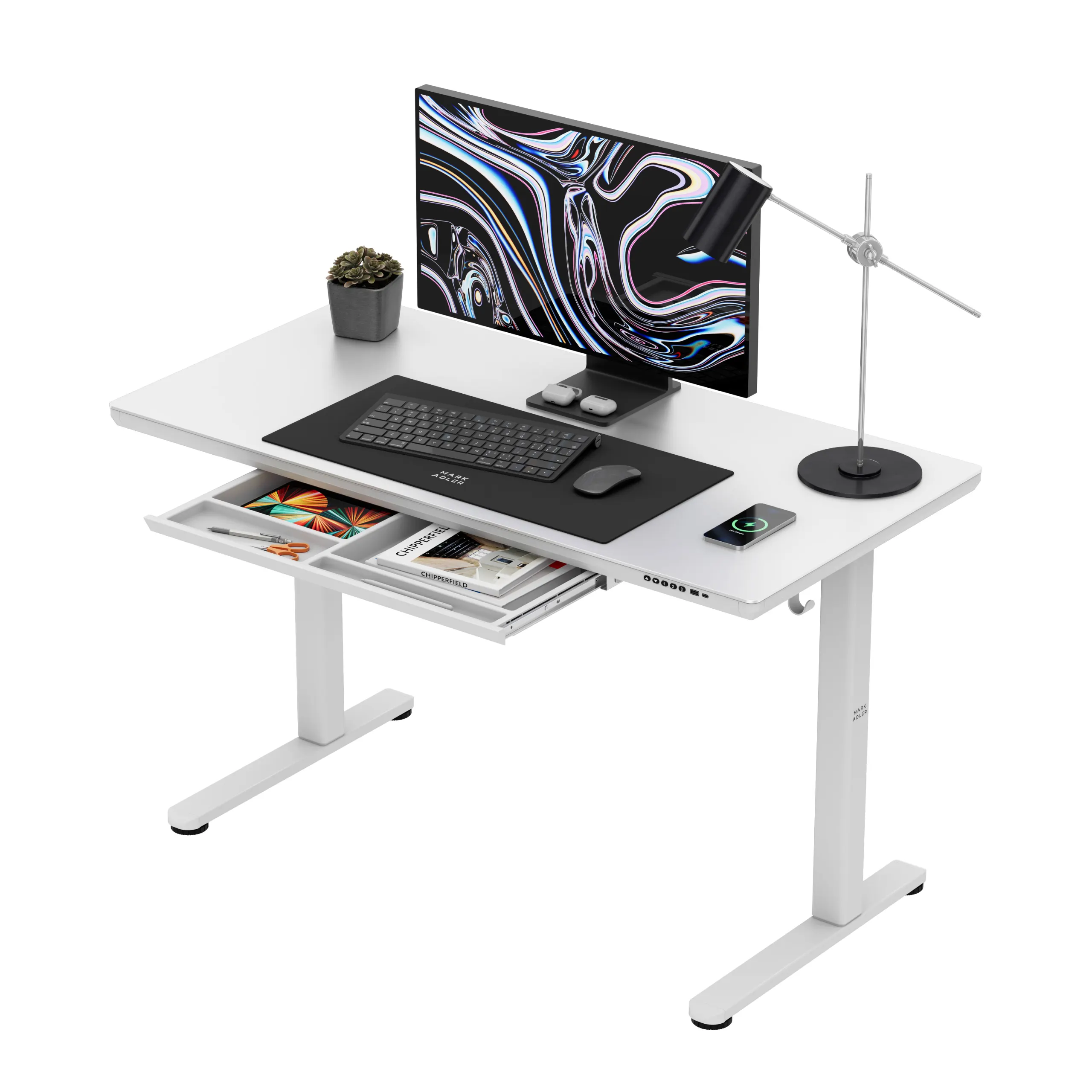 Markadler Leader 8.5 Weiß Höhenverstellbarer Schreibtisch mit Glasplatte - Image 14