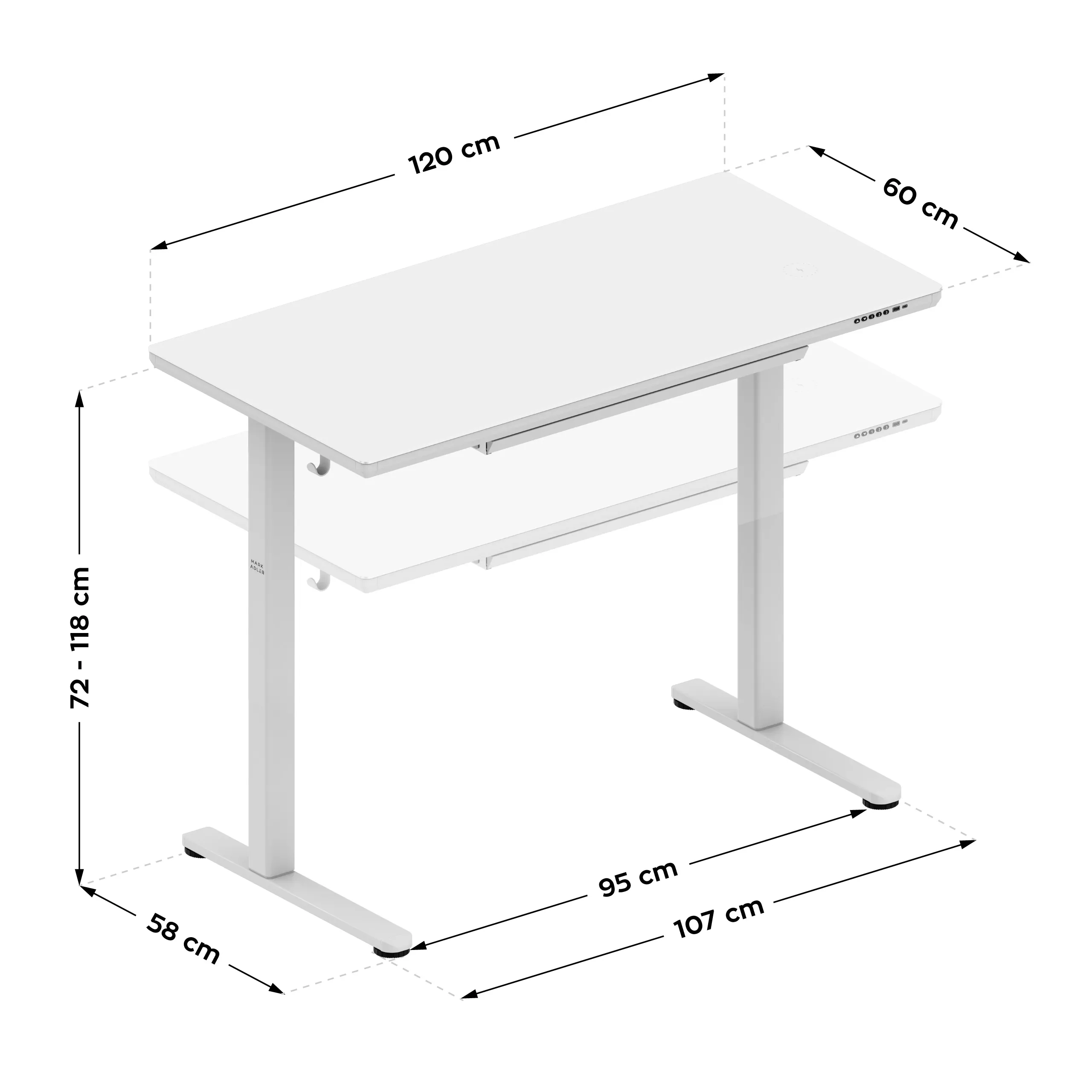 Markadler Leader 8.5 Weiß Höhenverstellbarer Schreibtisch mit Glasplatte - Image 16