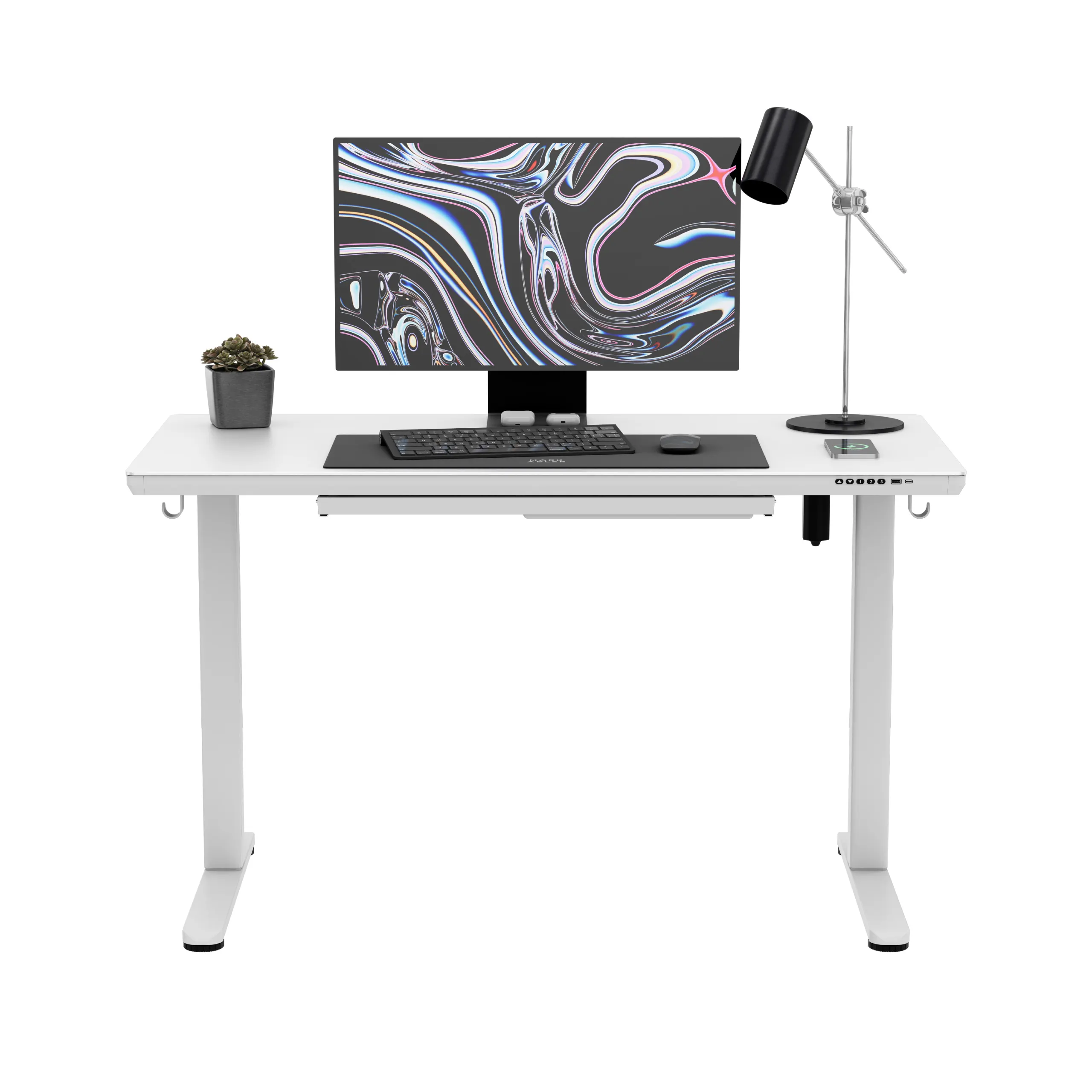 Markadler Leader 8.5 Weiß Höhenverstellbarer Schreibtisch mit Glasplatte - Image 24